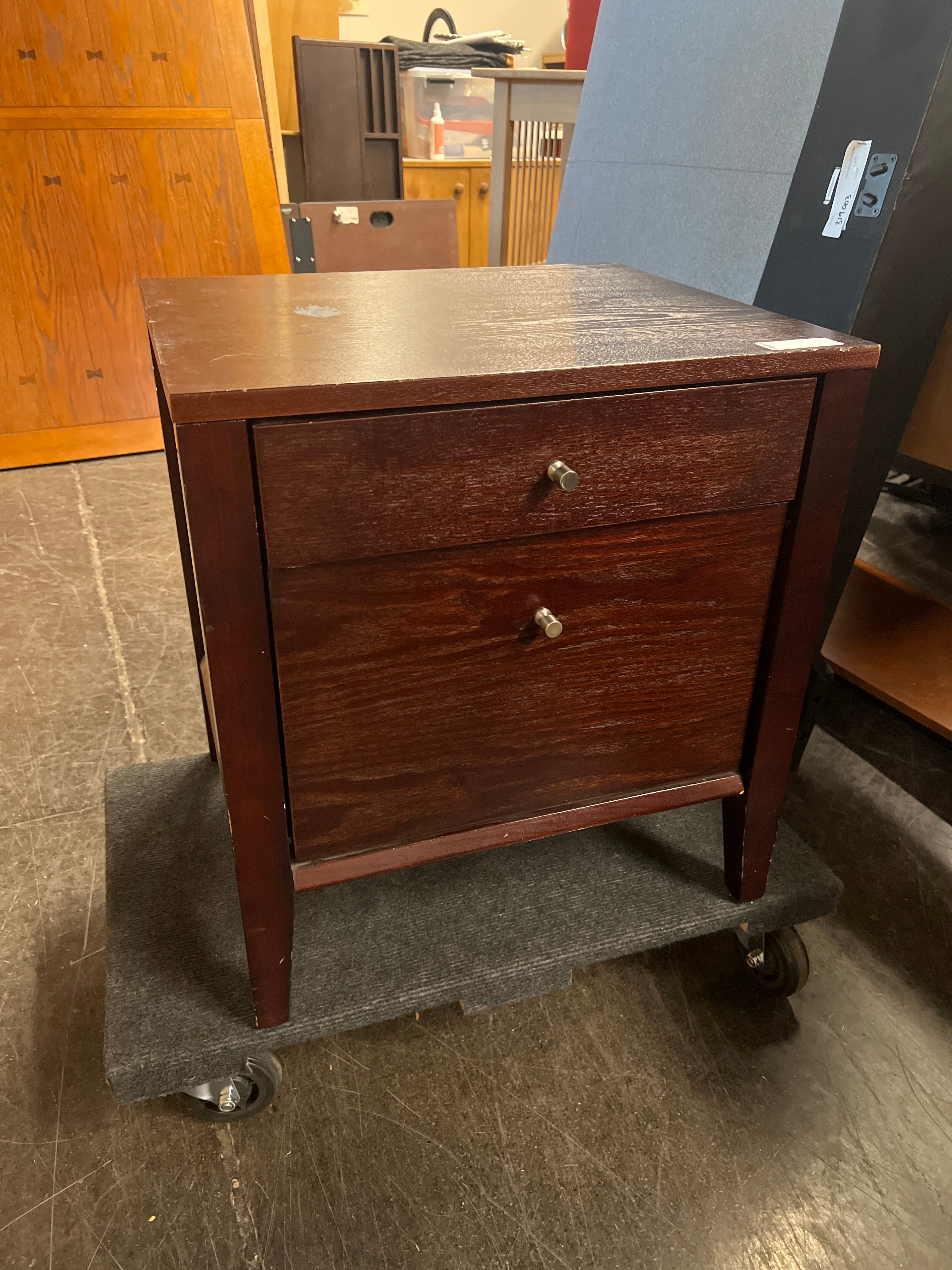 Dark Wood Two-Drawer Nightstand