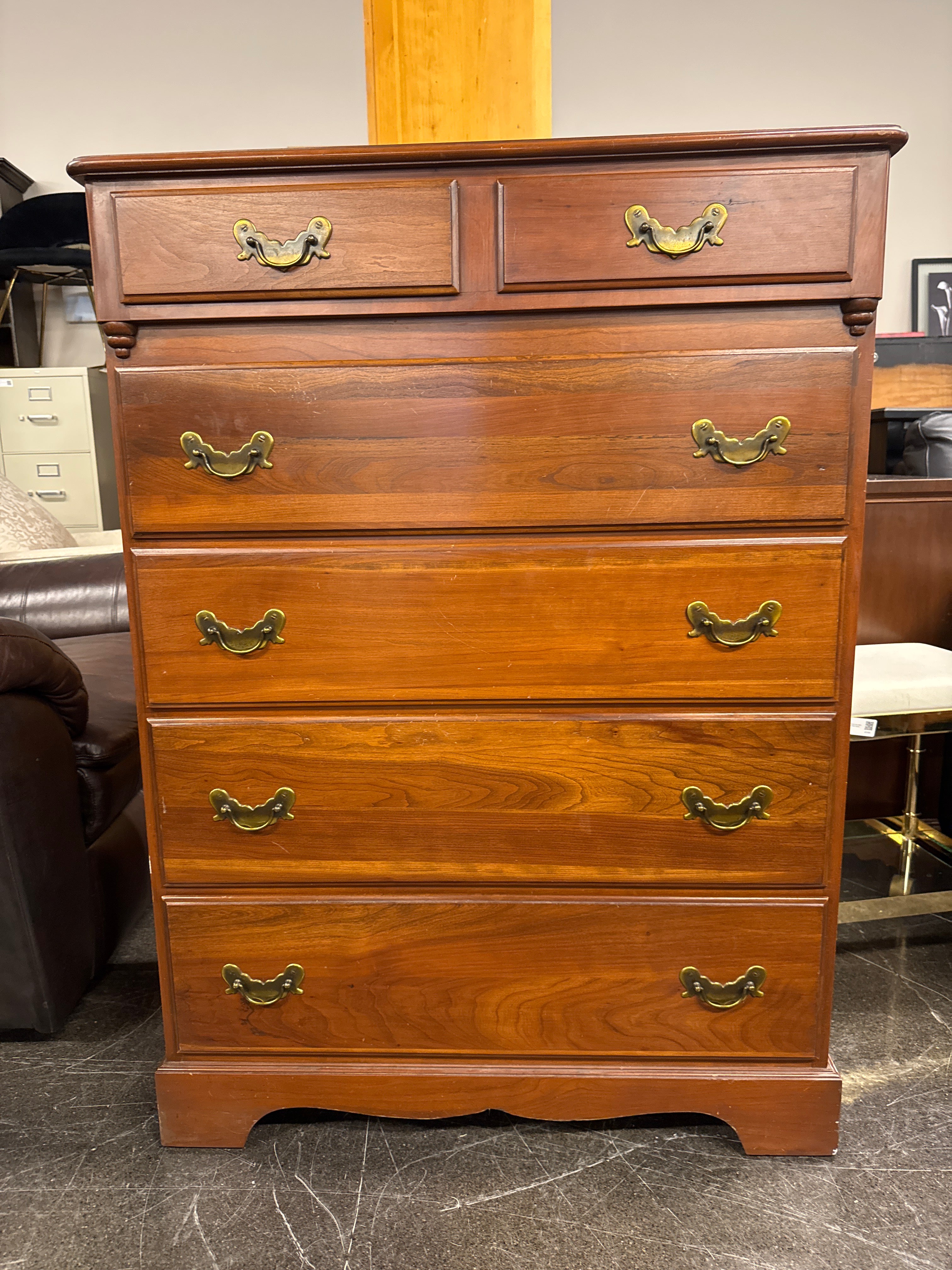 Six Drawer Tall Dresser with Metal Hardwear