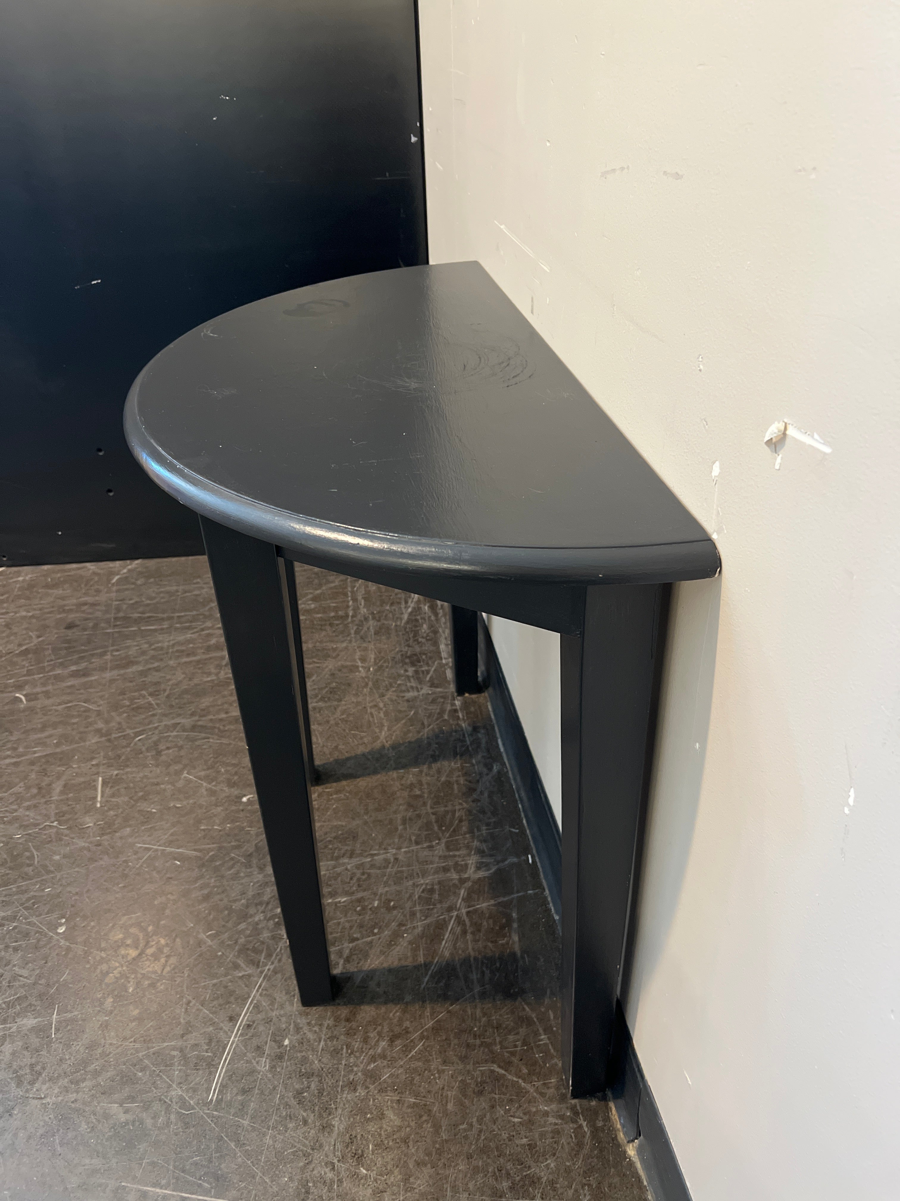 Dark Grey Hardwood Half-Moon Console Table