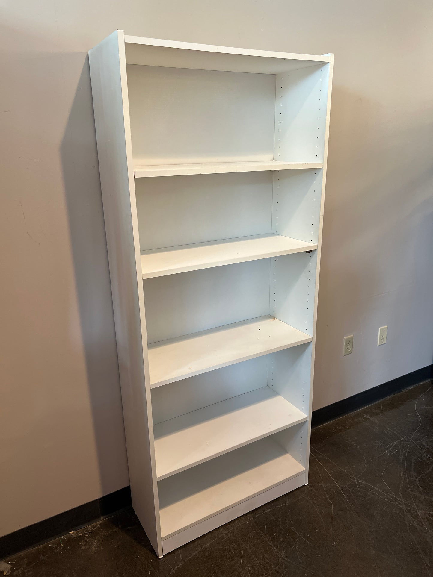 Tall White 5-Shelf Bookcase