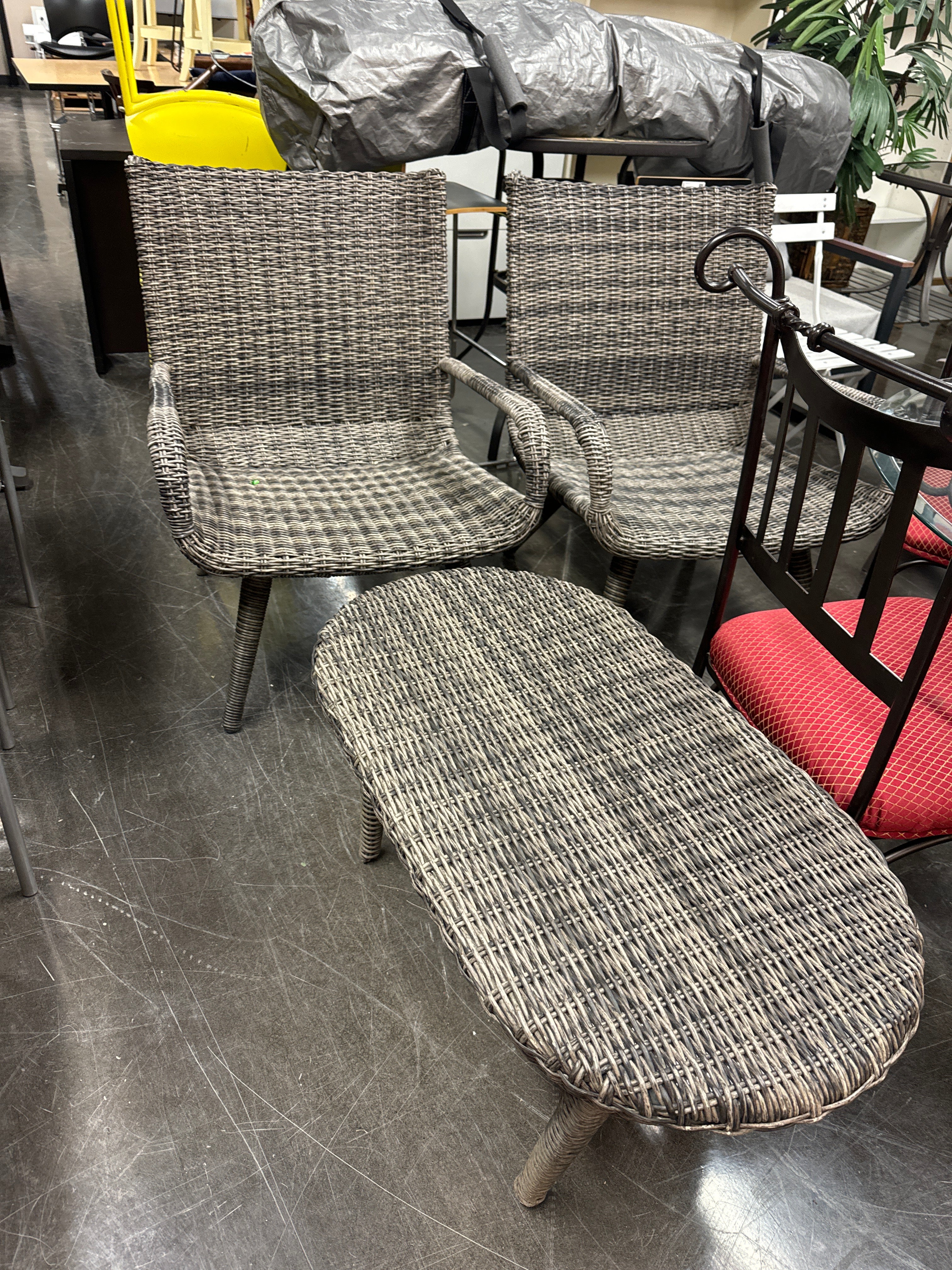 Deep Wicker Chairs and Coffee Table Set