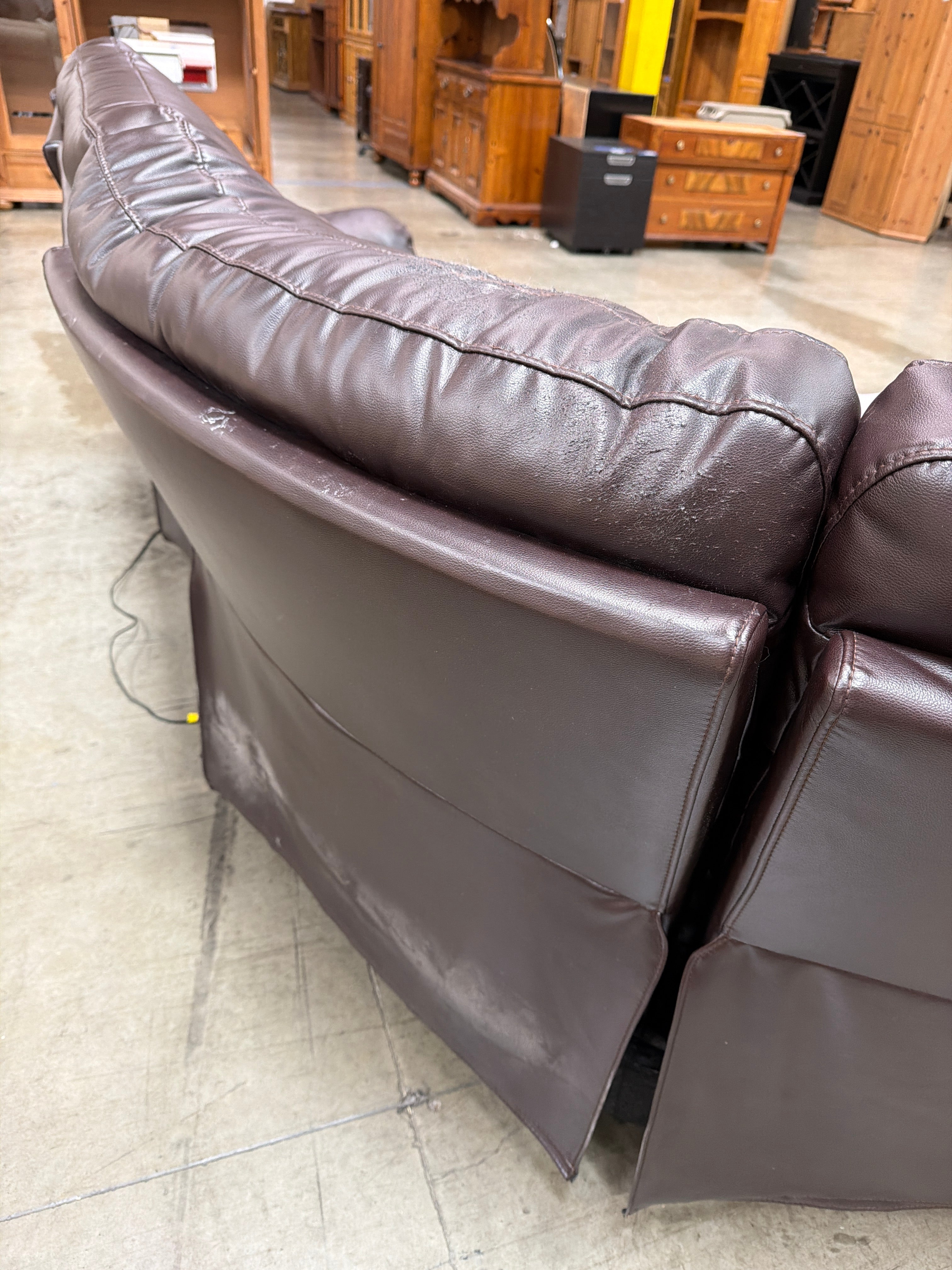 Dark Brown Leather Reclining Sectional Couch