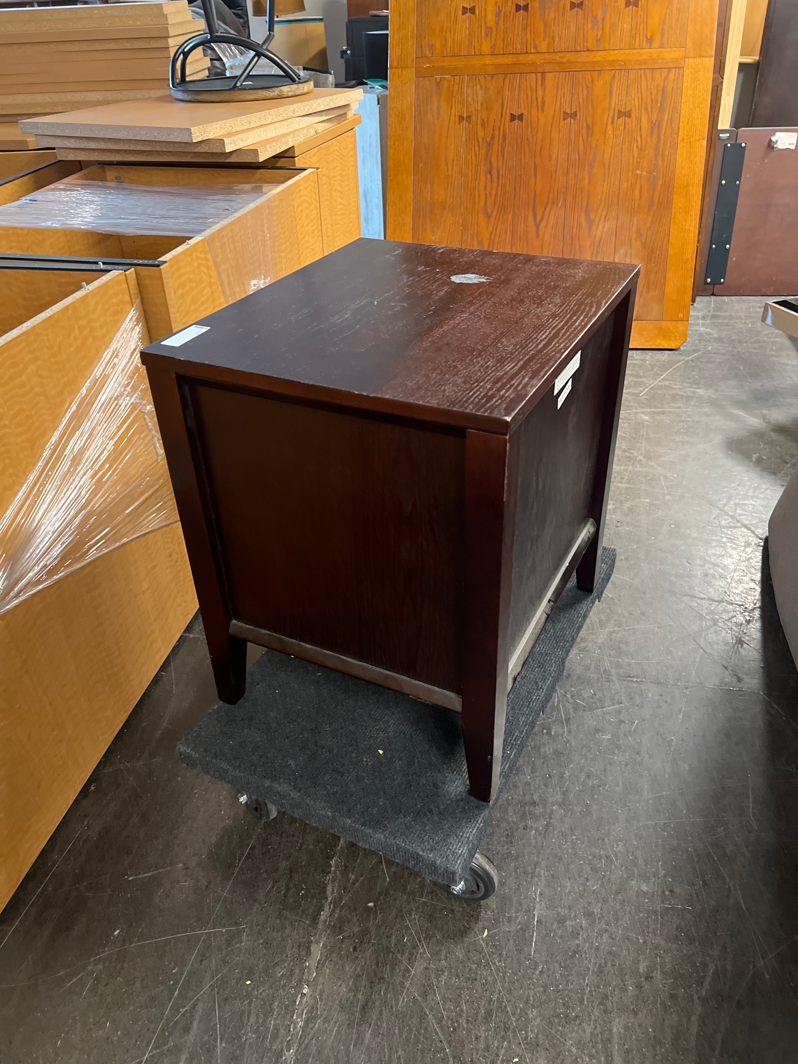 Dark Wood Two-Drawer Nightstand