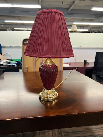 Burgundy Accent Lamp with Gold Accent