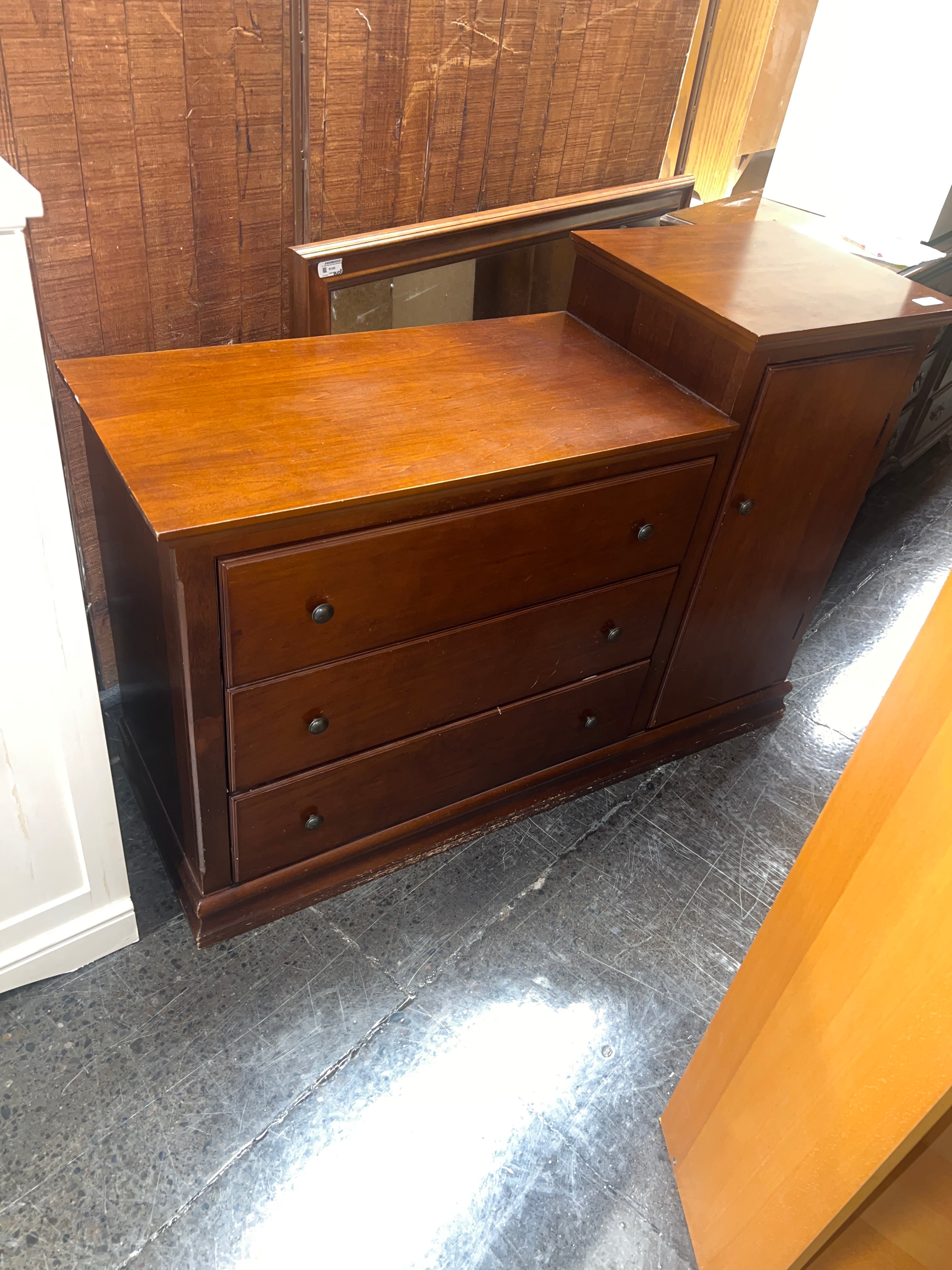 Rich Mahogany Wood Chest with Cabinet