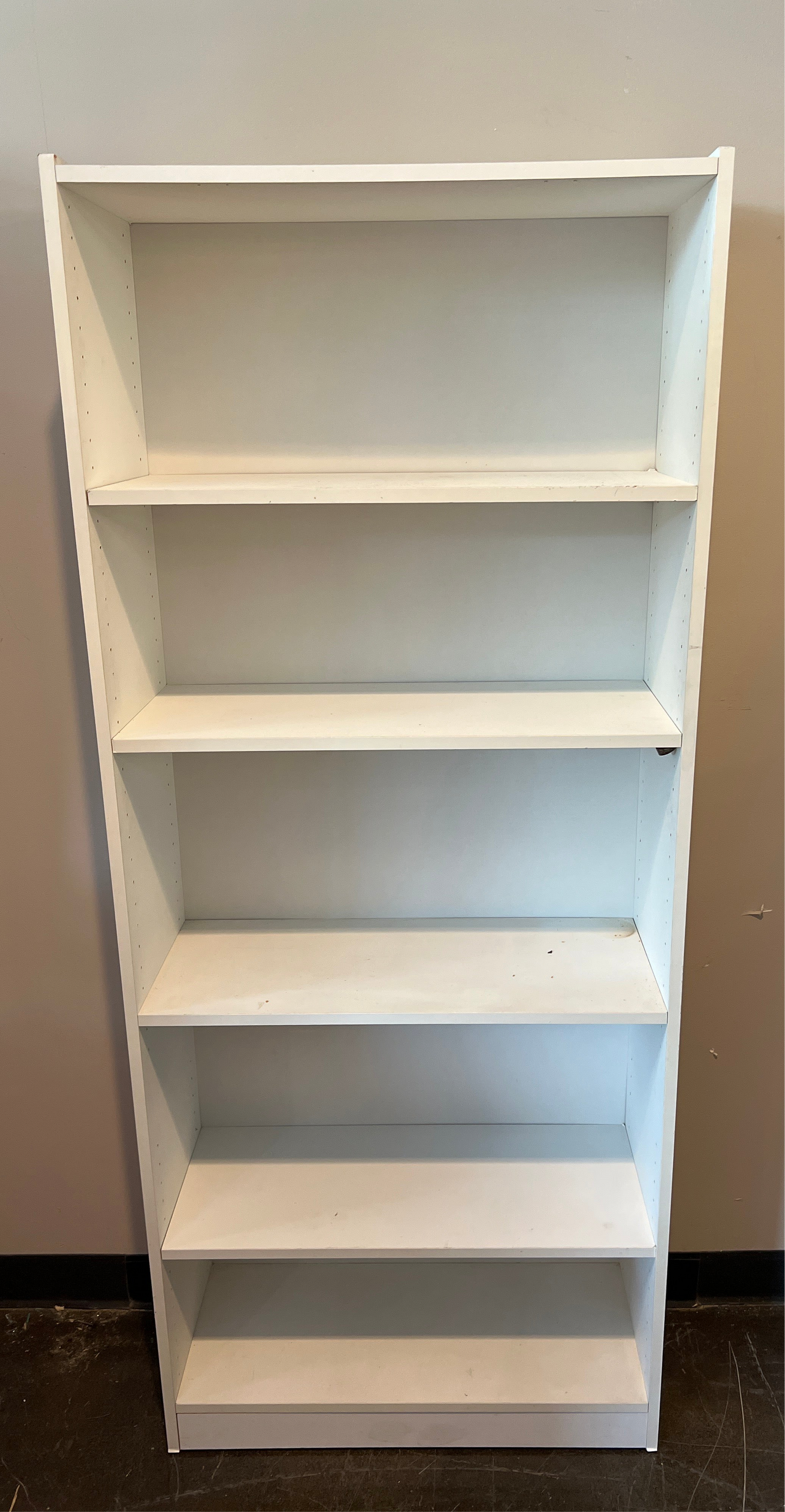 Tall White 5-Shelf Bookcase