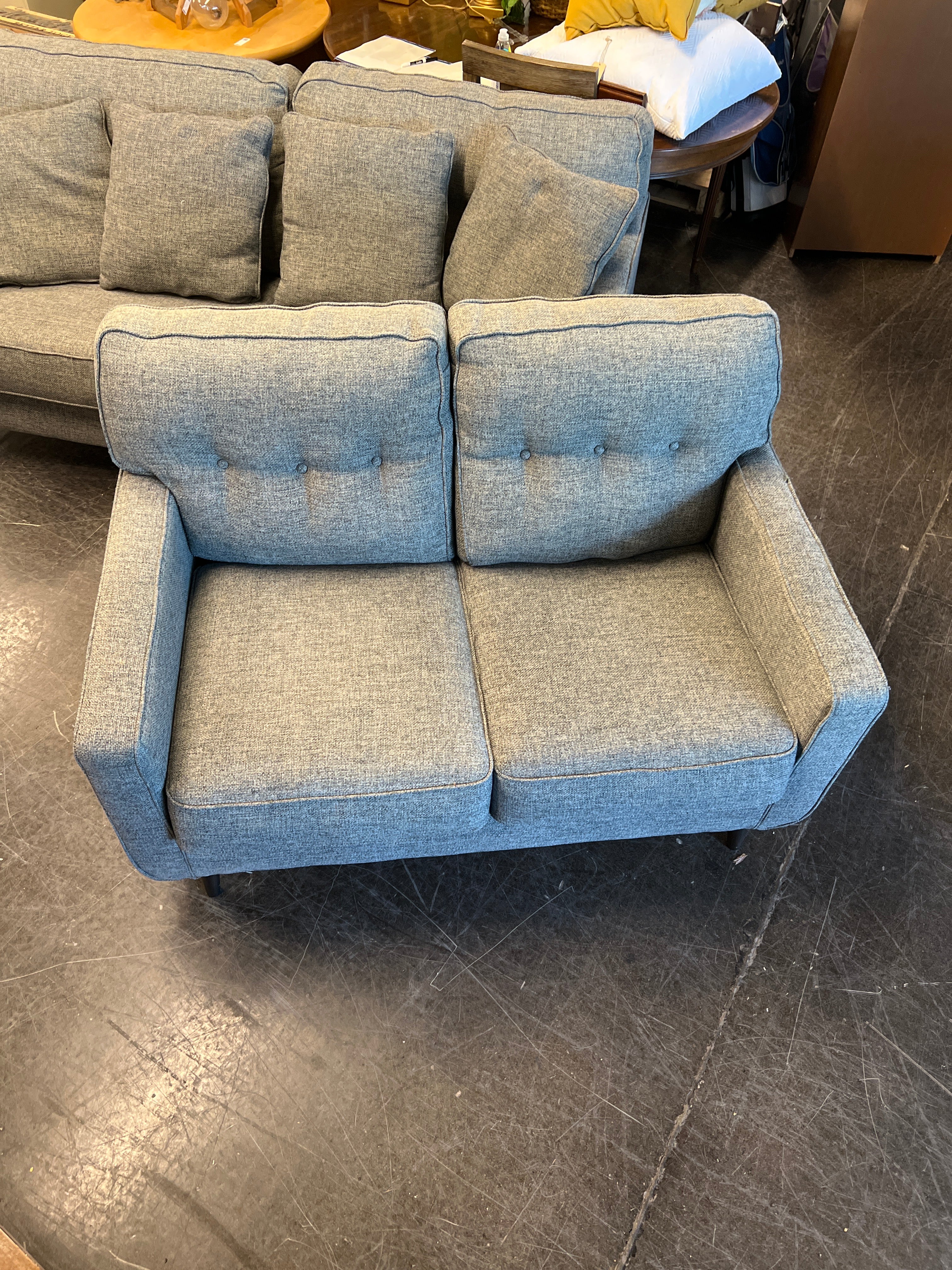 Gray Loveseat with Tufted Back