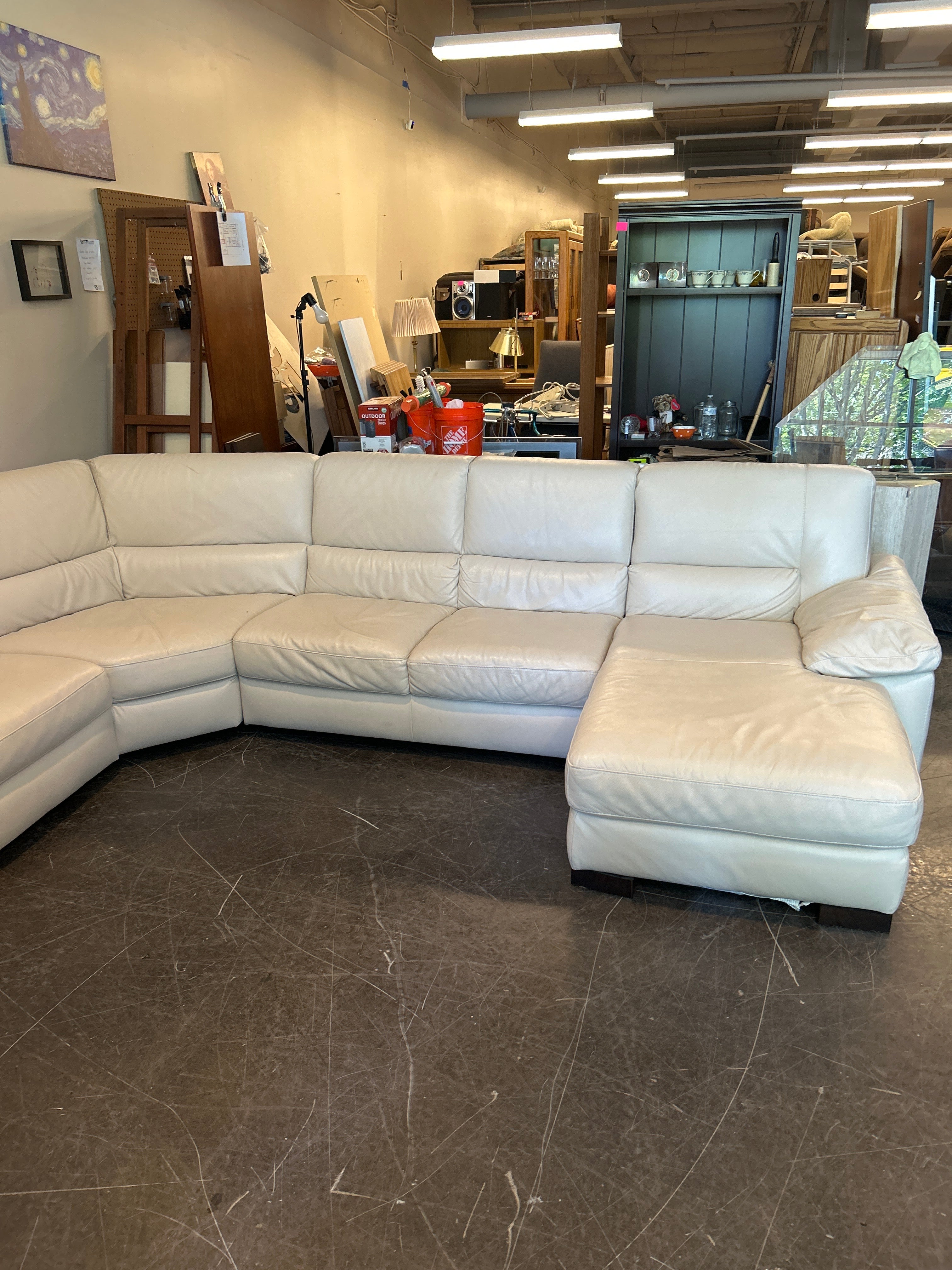 Natuzzi Italsofa White Leather Sectional Sofa