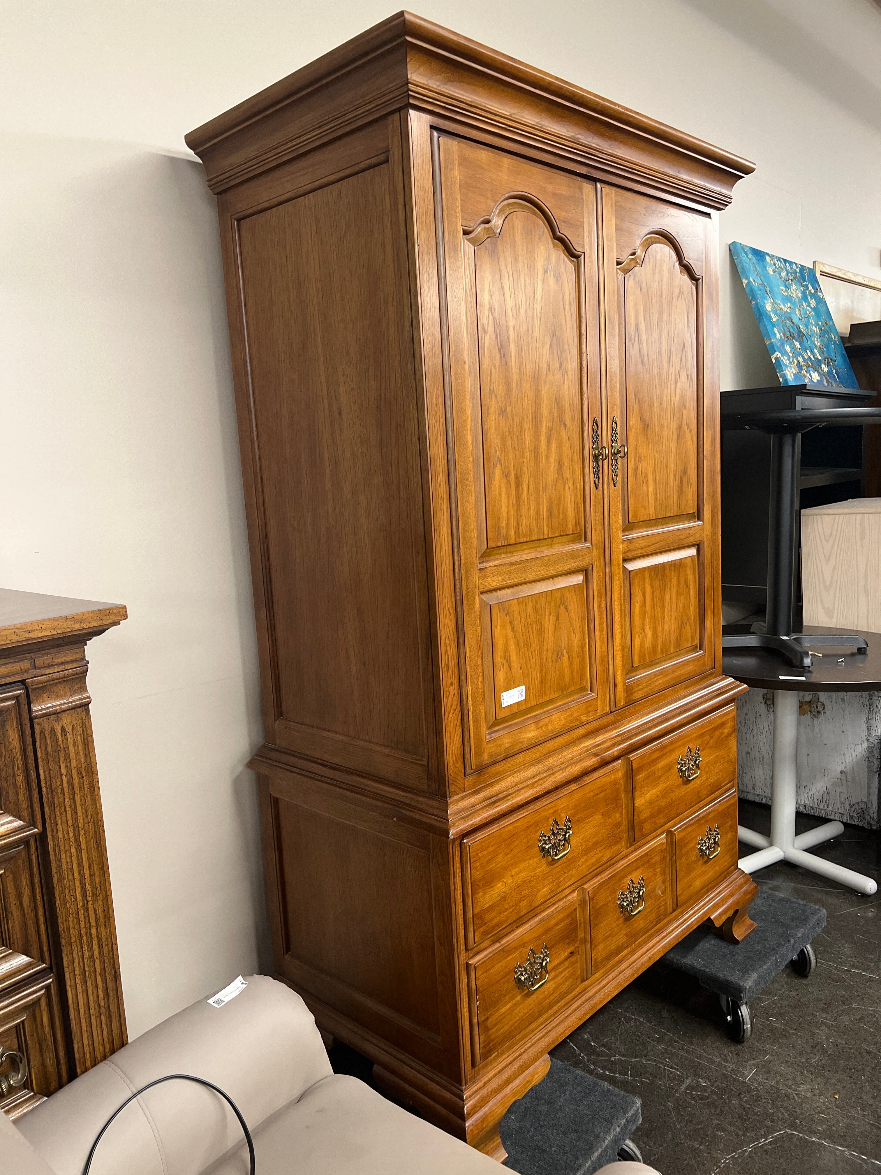 Narrow Media Cabinet with Metal Pulls