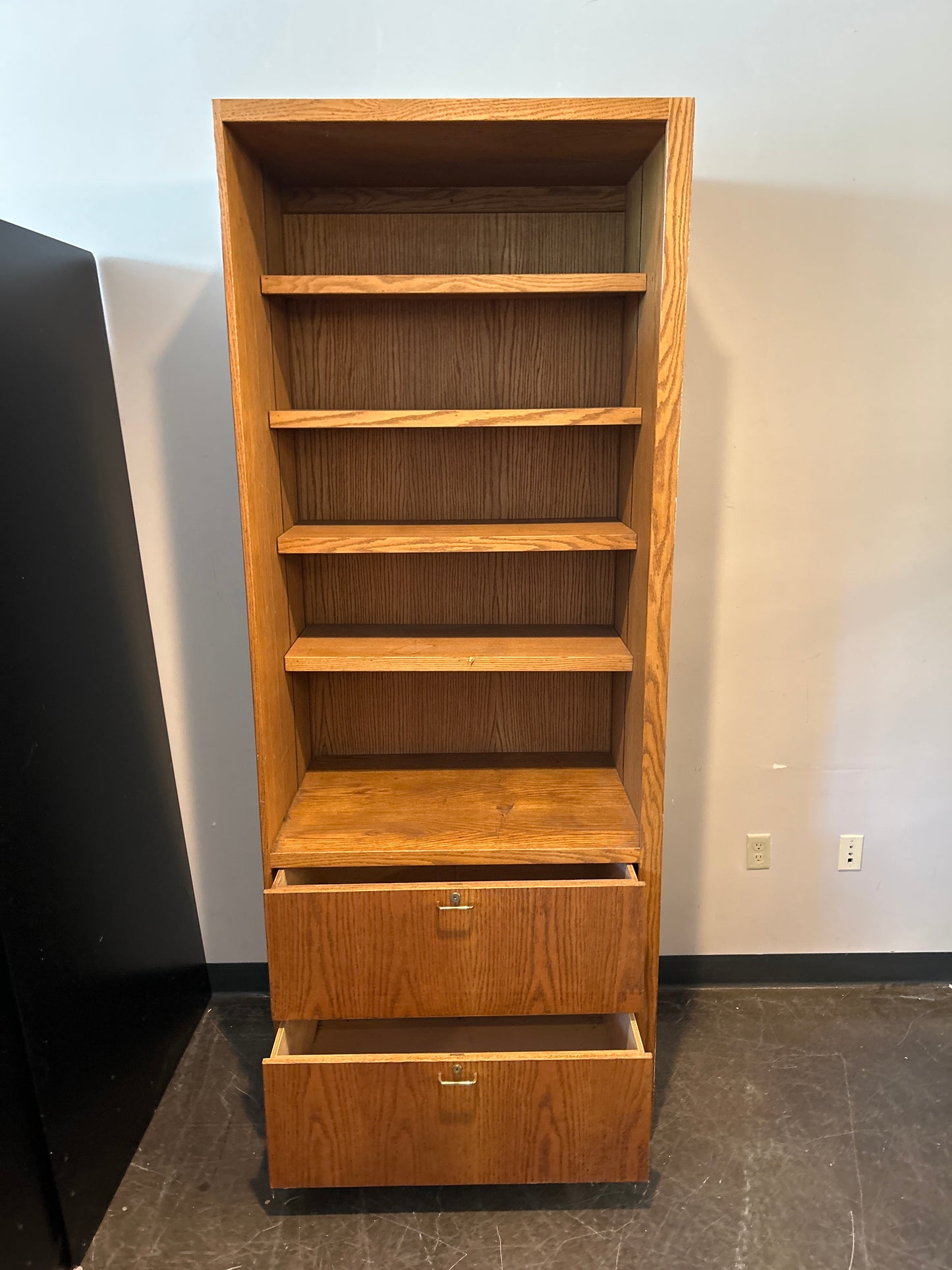 Rustic Oak Wood Storage Cabinet with Drawers