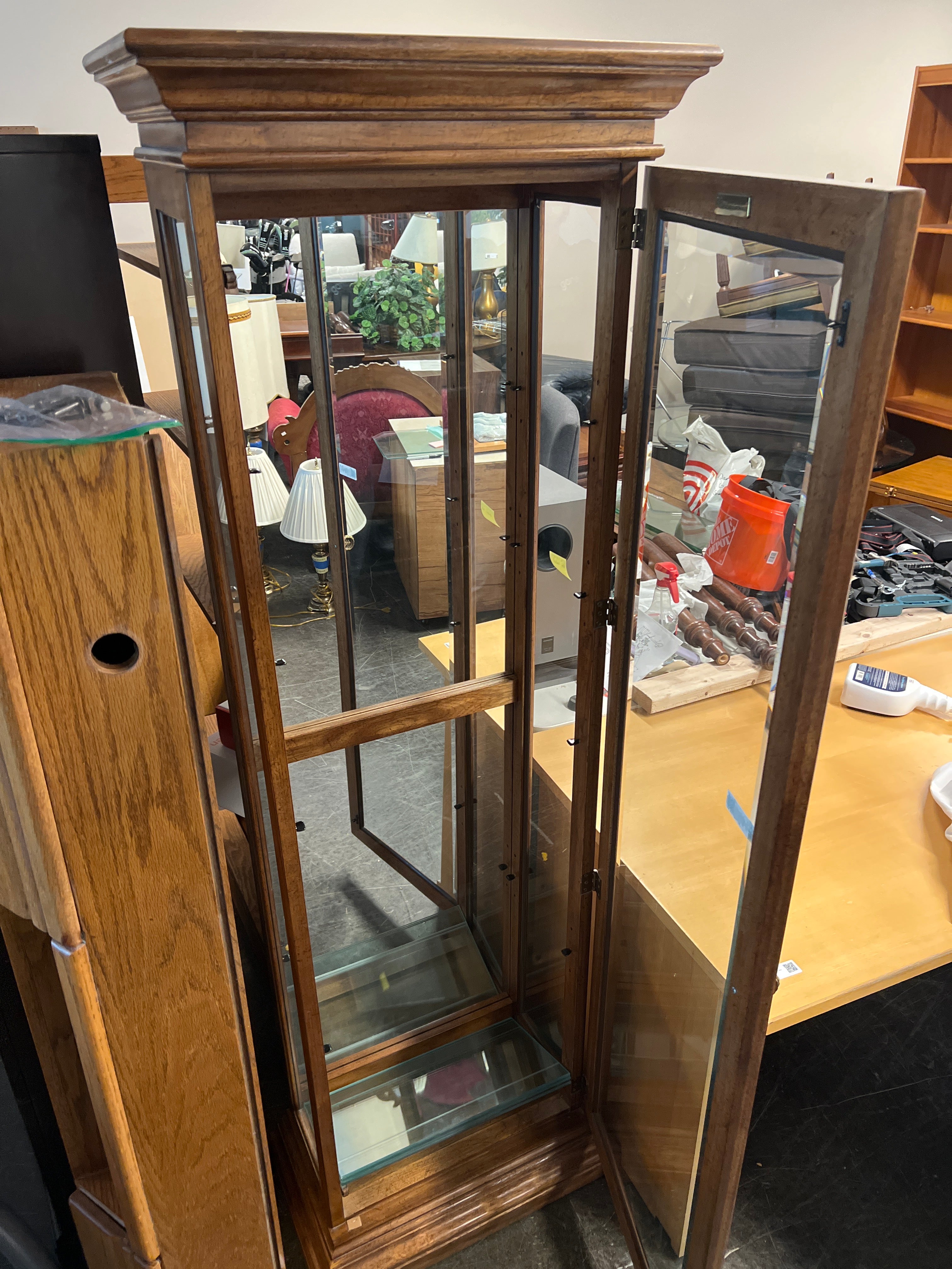 American Furniture Co. Wood and Glass Curio Display Cabinet
