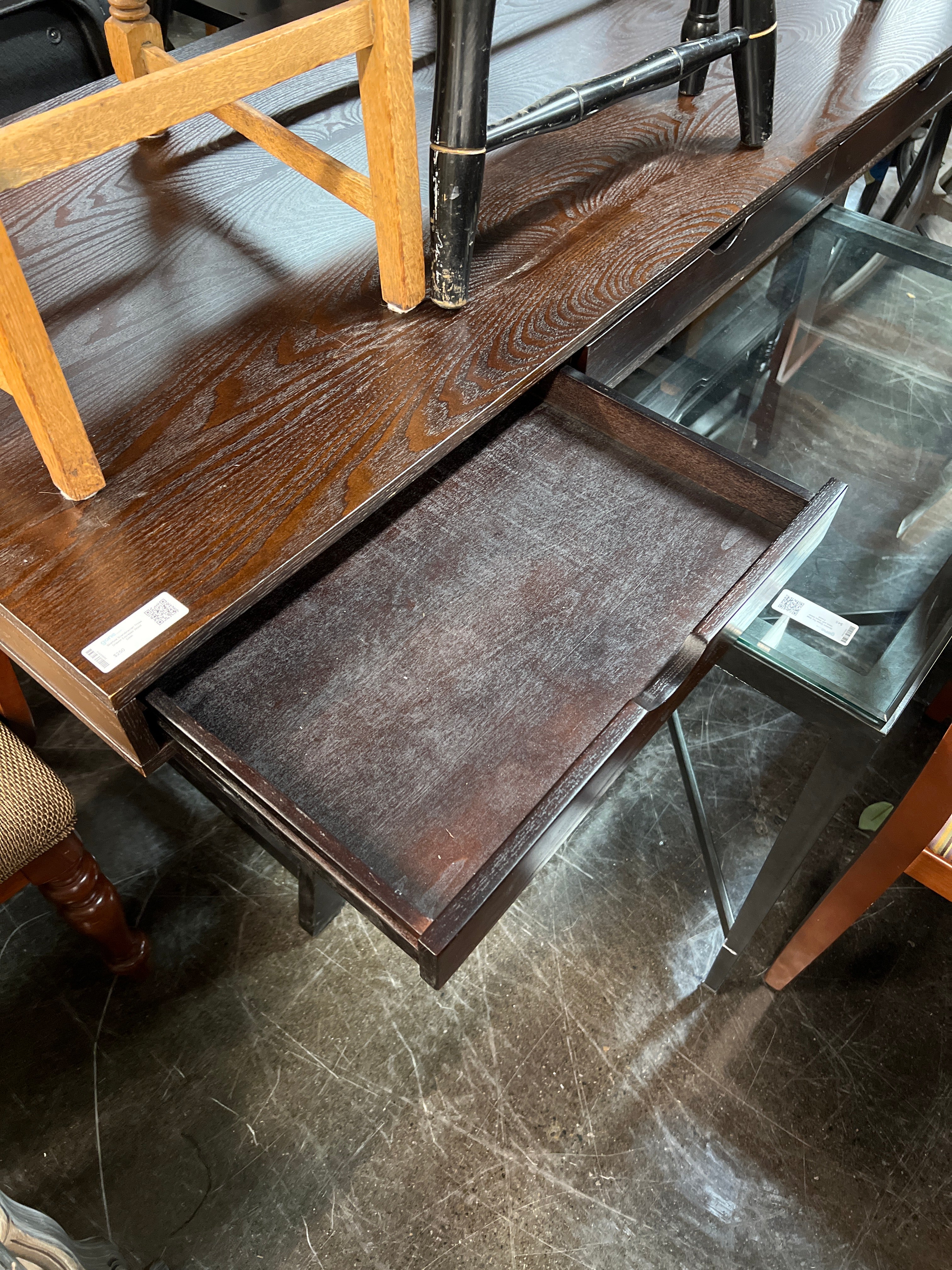 Skarbos Scandinavian Three Drawer Espresso Wood Desk