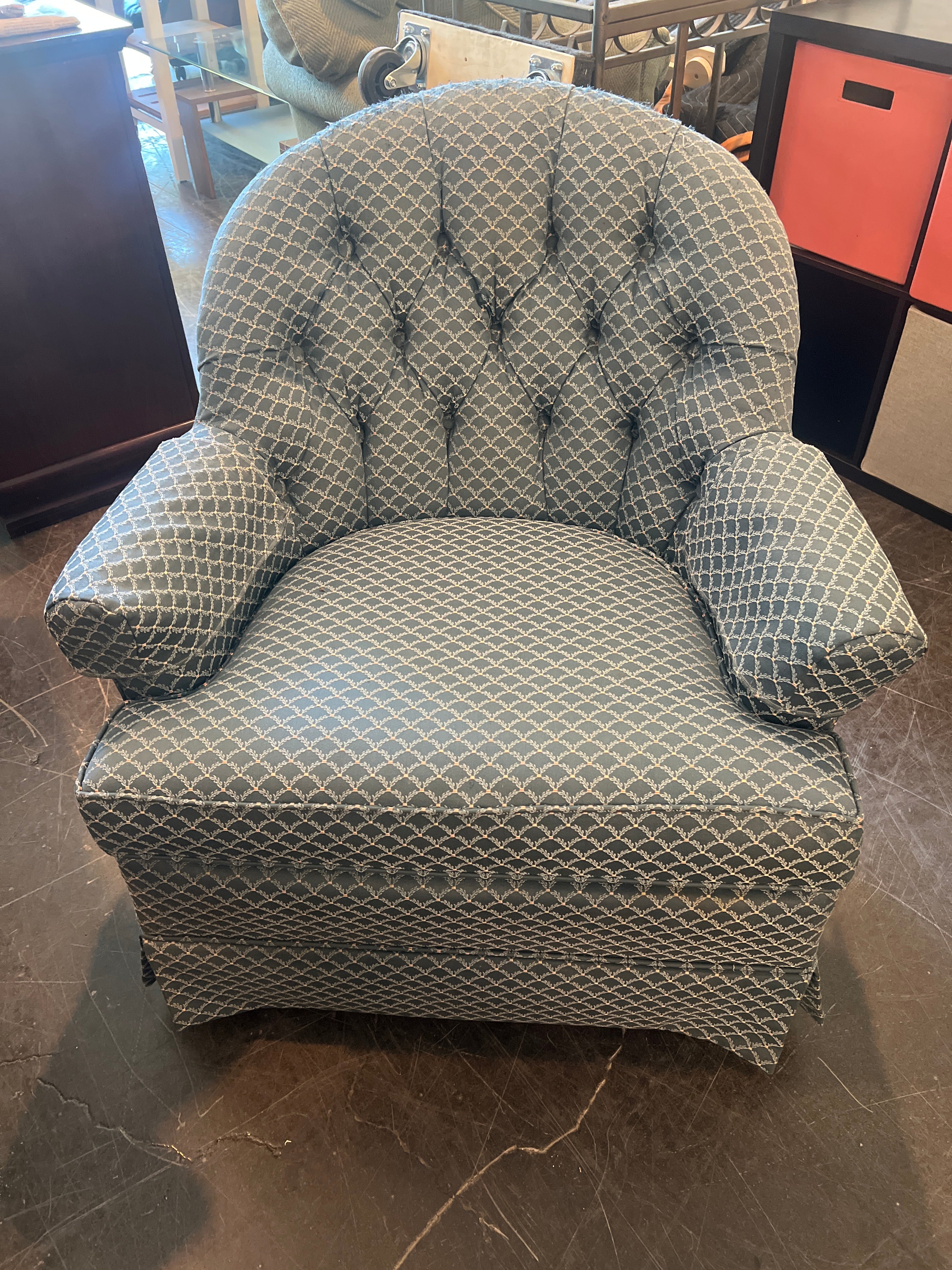 Vintage 70s Woodmark Originals Button-Tuft Armchair