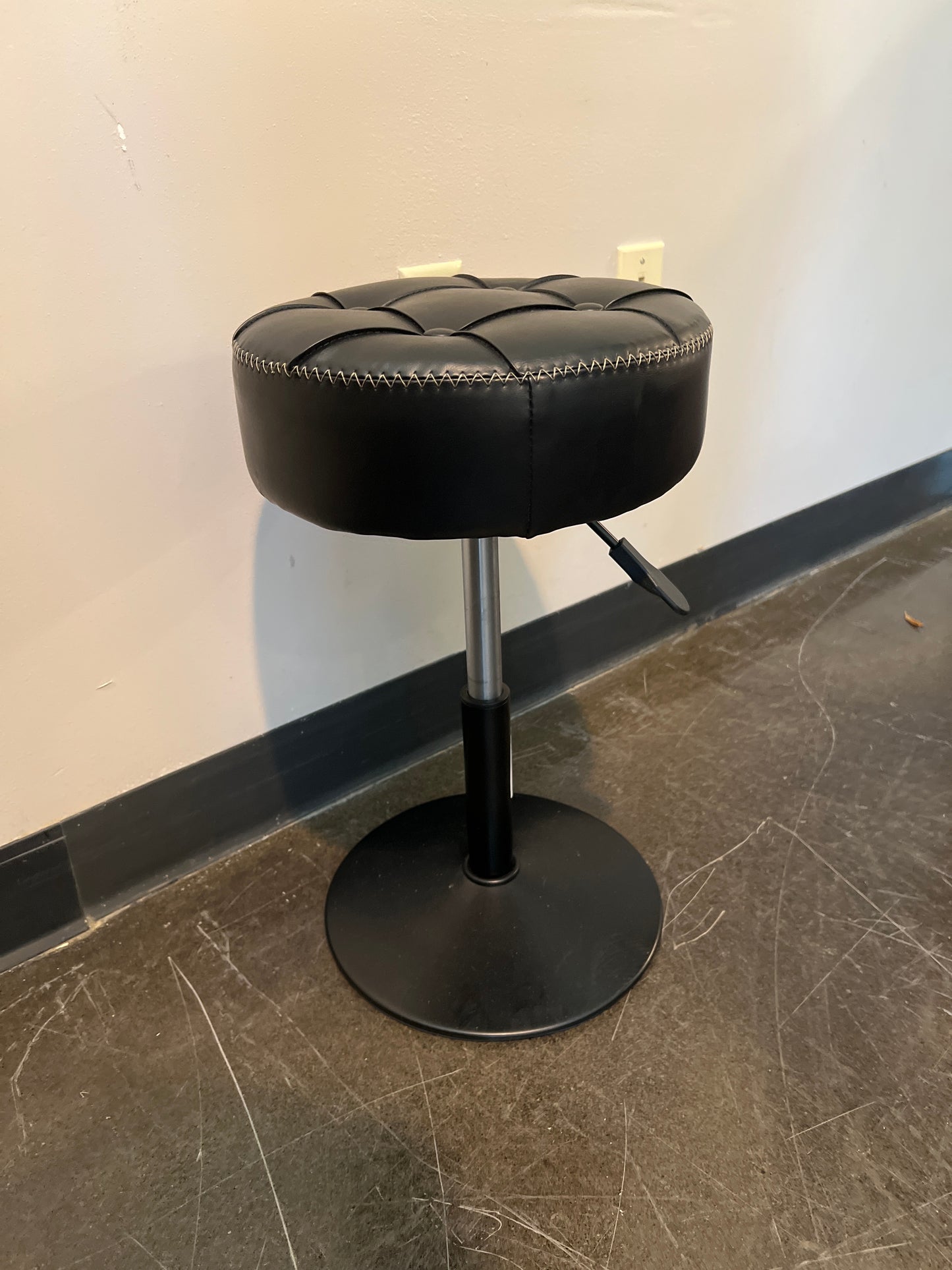 Black Faux Leather Swivel Vanity Stool