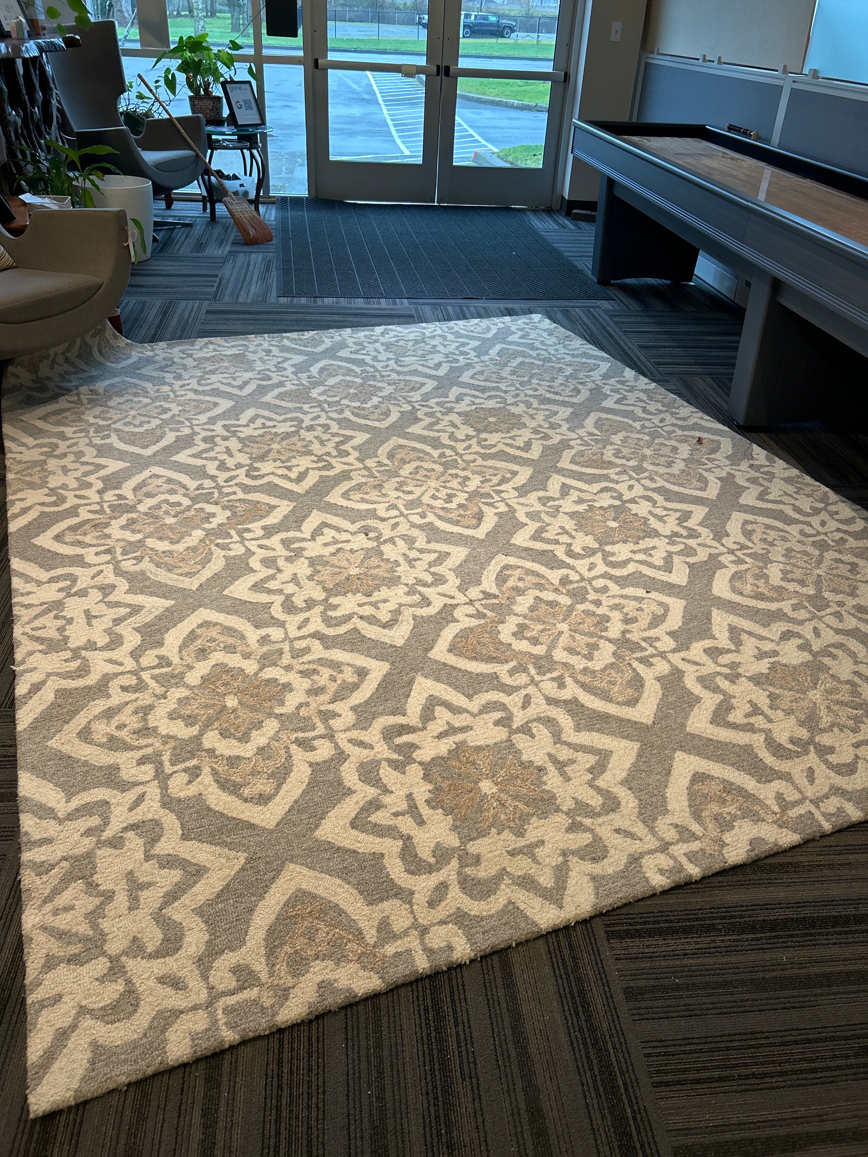 Gray & Tan Rug 100% Wool Pull 8’ x 10’