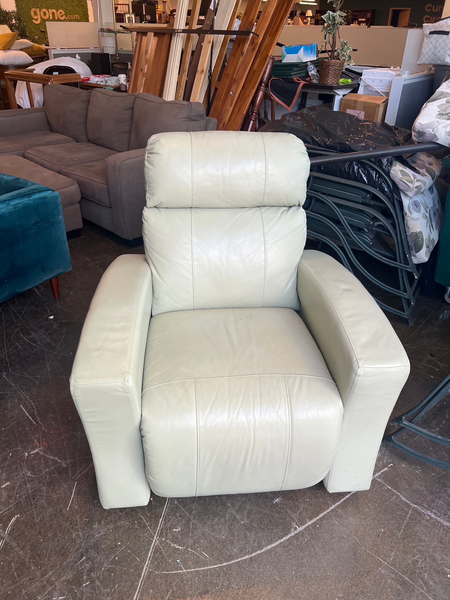 French Gray Leather Recliner Seat
