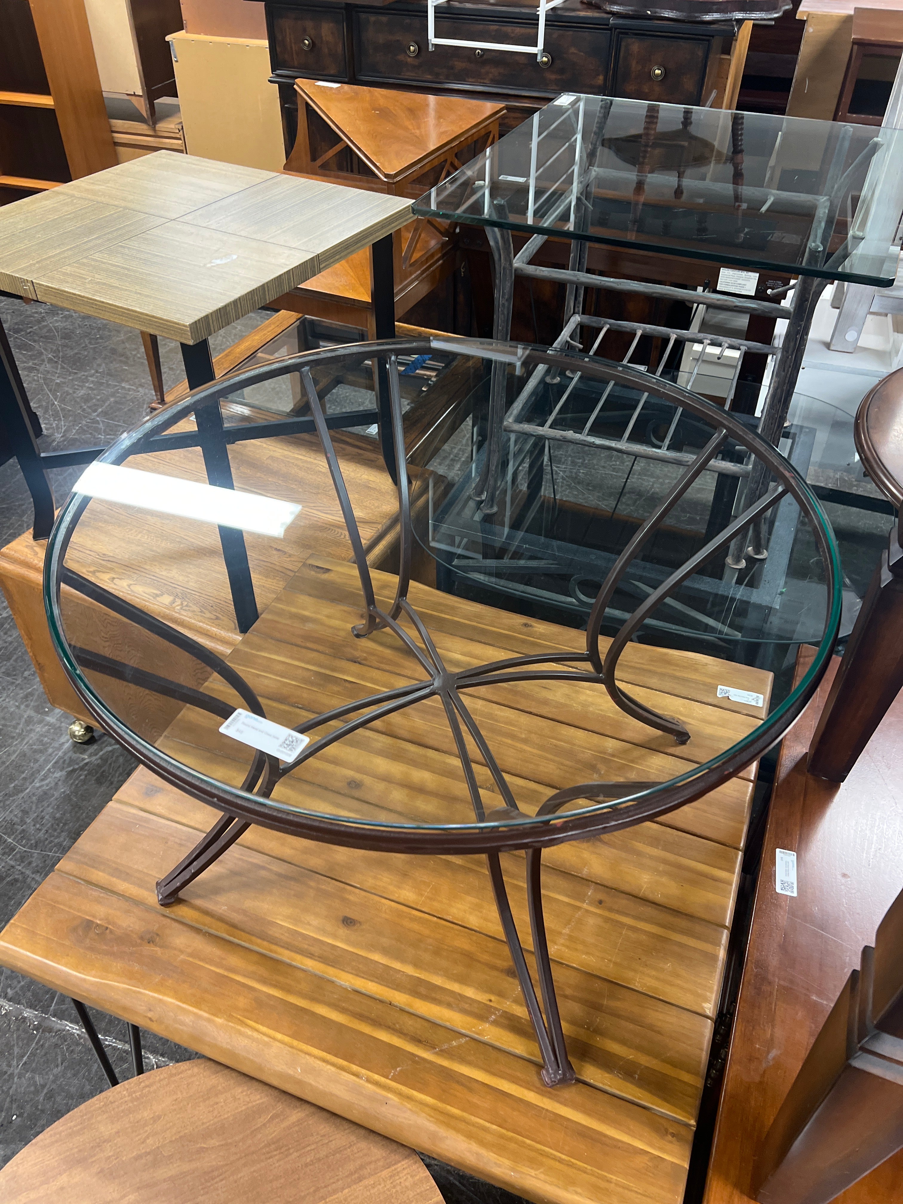 Round Metal and Glass table