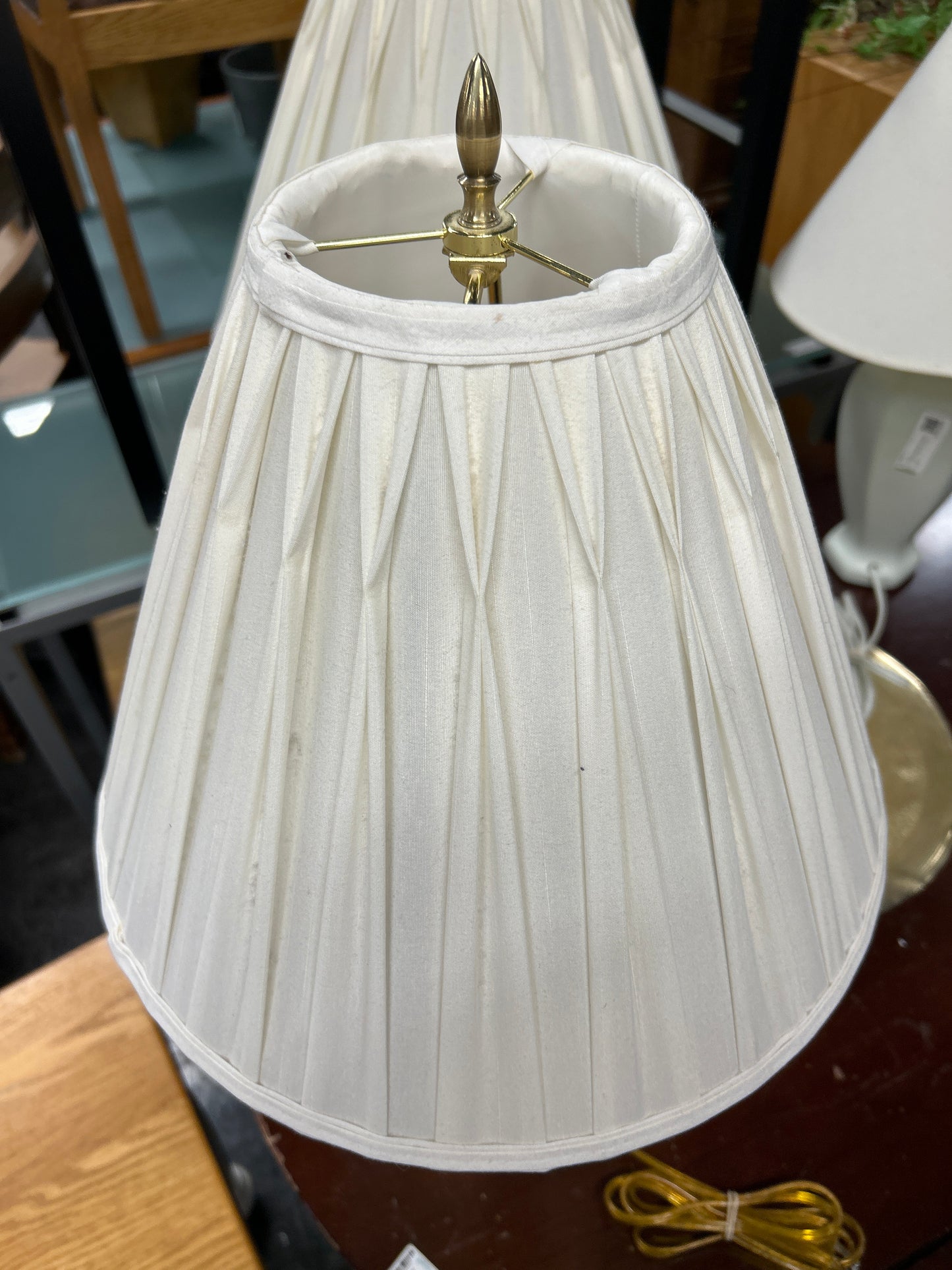 Traditional Brass Table Lamps with Pleated Shades