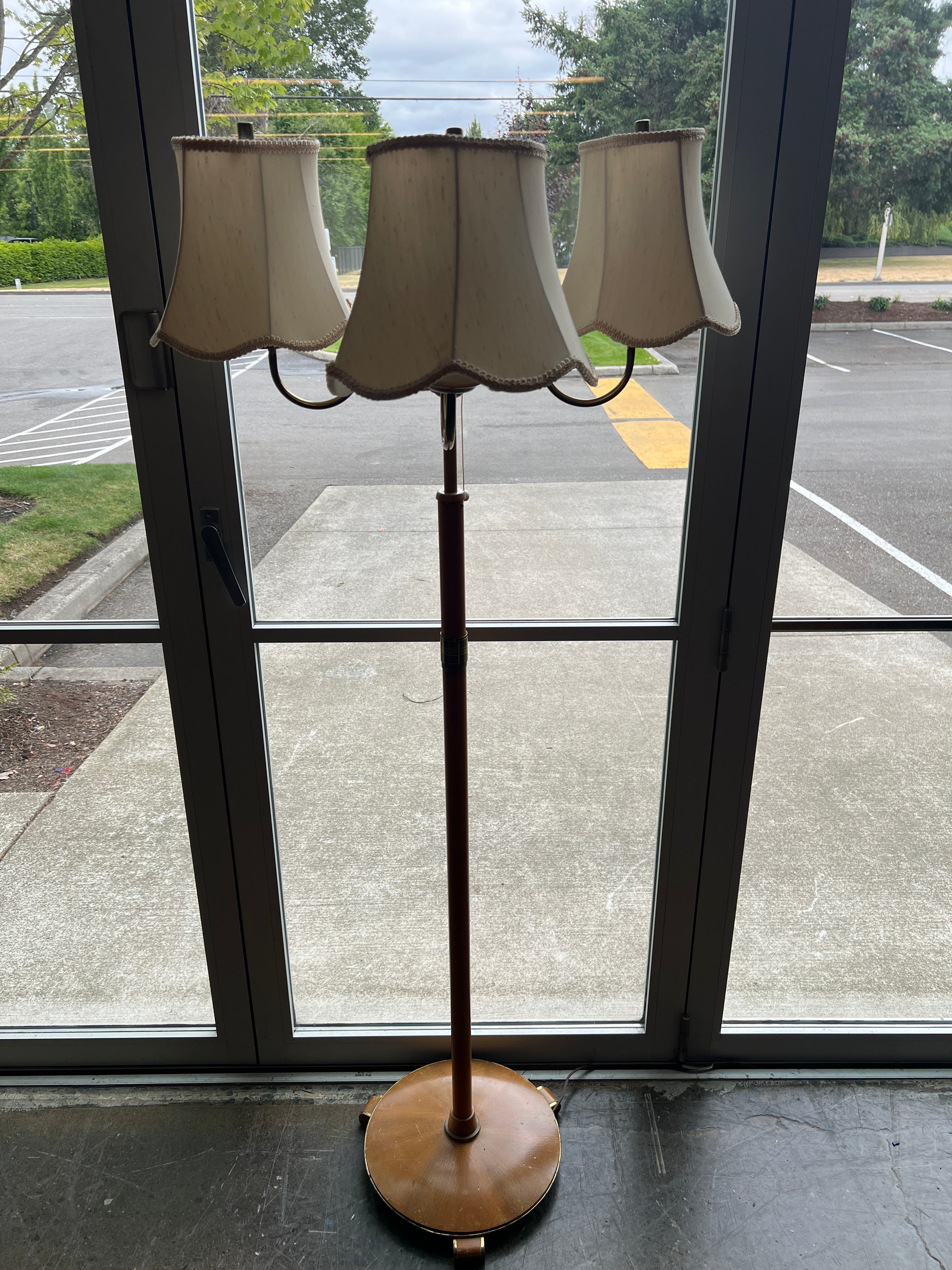Mid-Century Three-Arm Floor Lamp with Fabric Shades