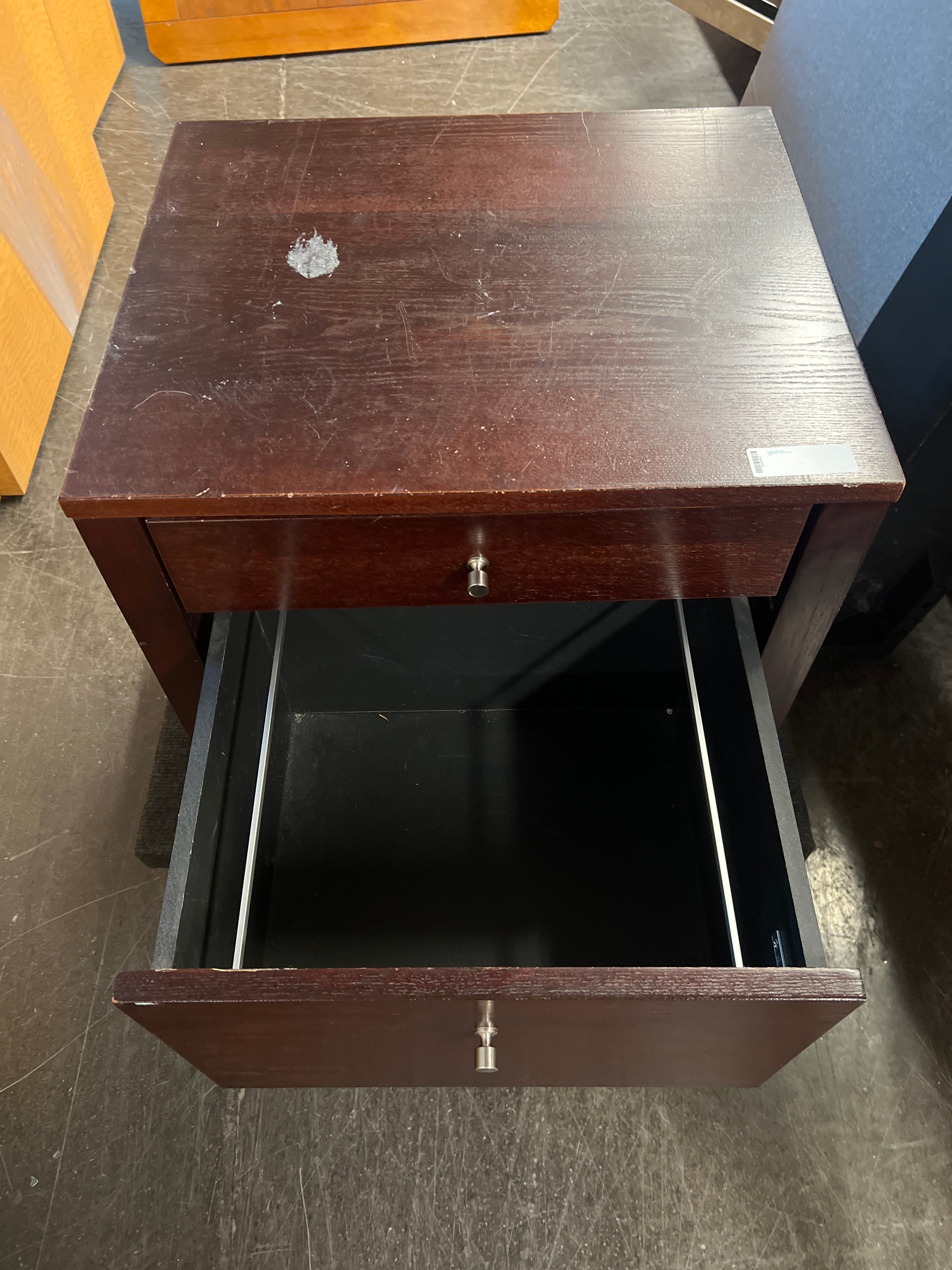 Dark Wood Two-Drawer Nightstand