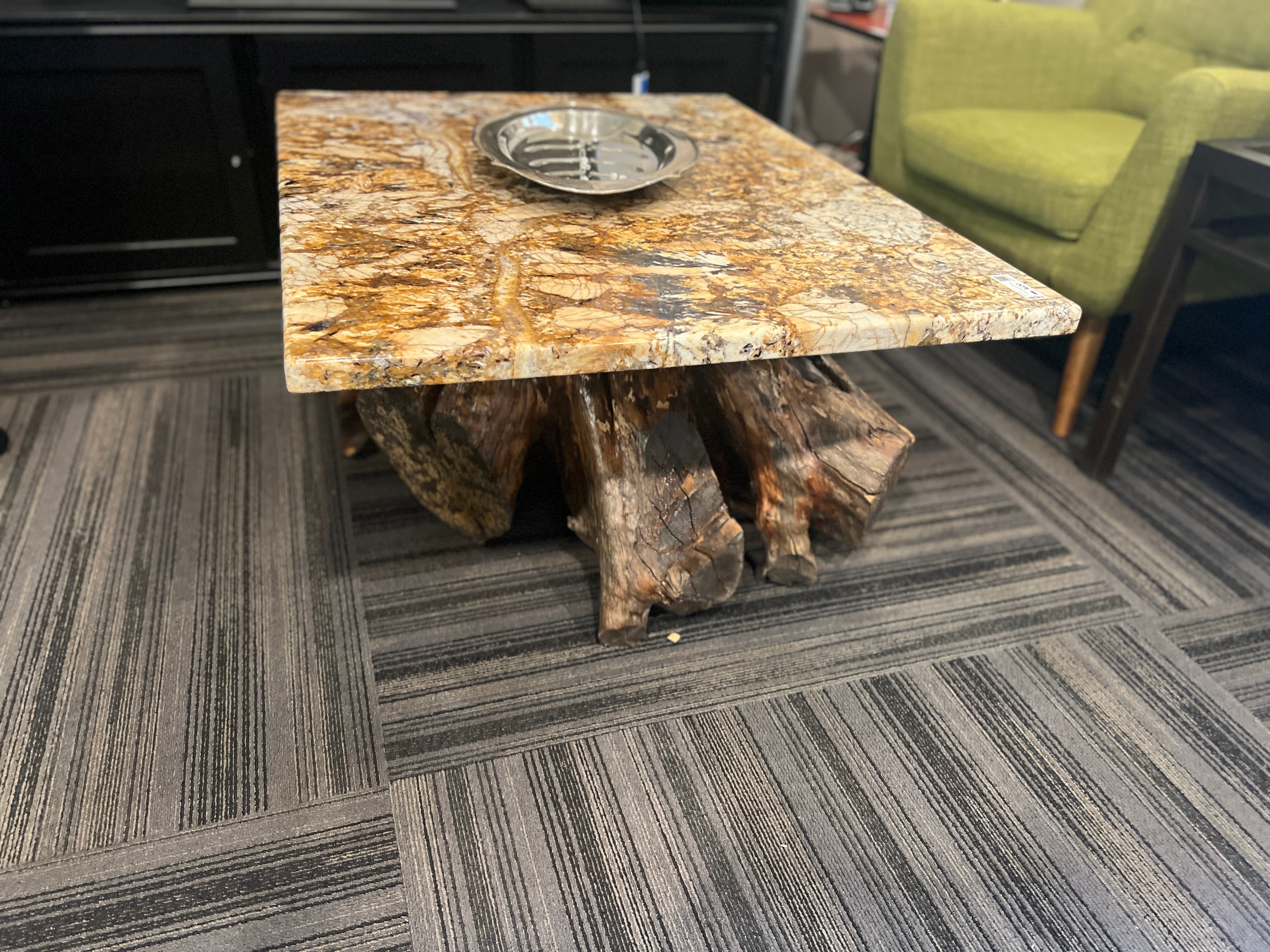 Tree Base Coffee Table w/ Granite Top