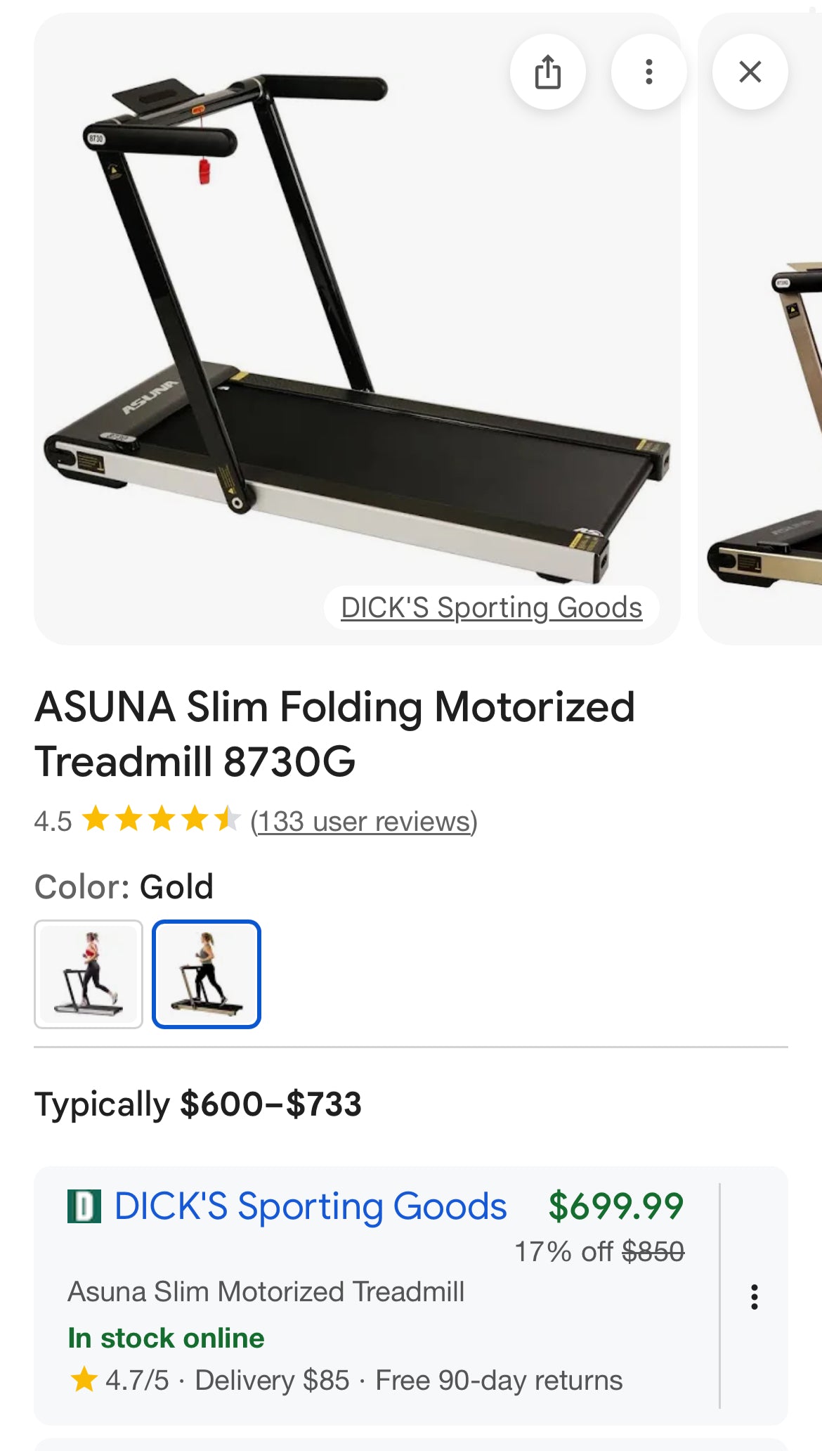 New ASUNA Slim Folding Motorized Treadmill 8730G (In Box)
