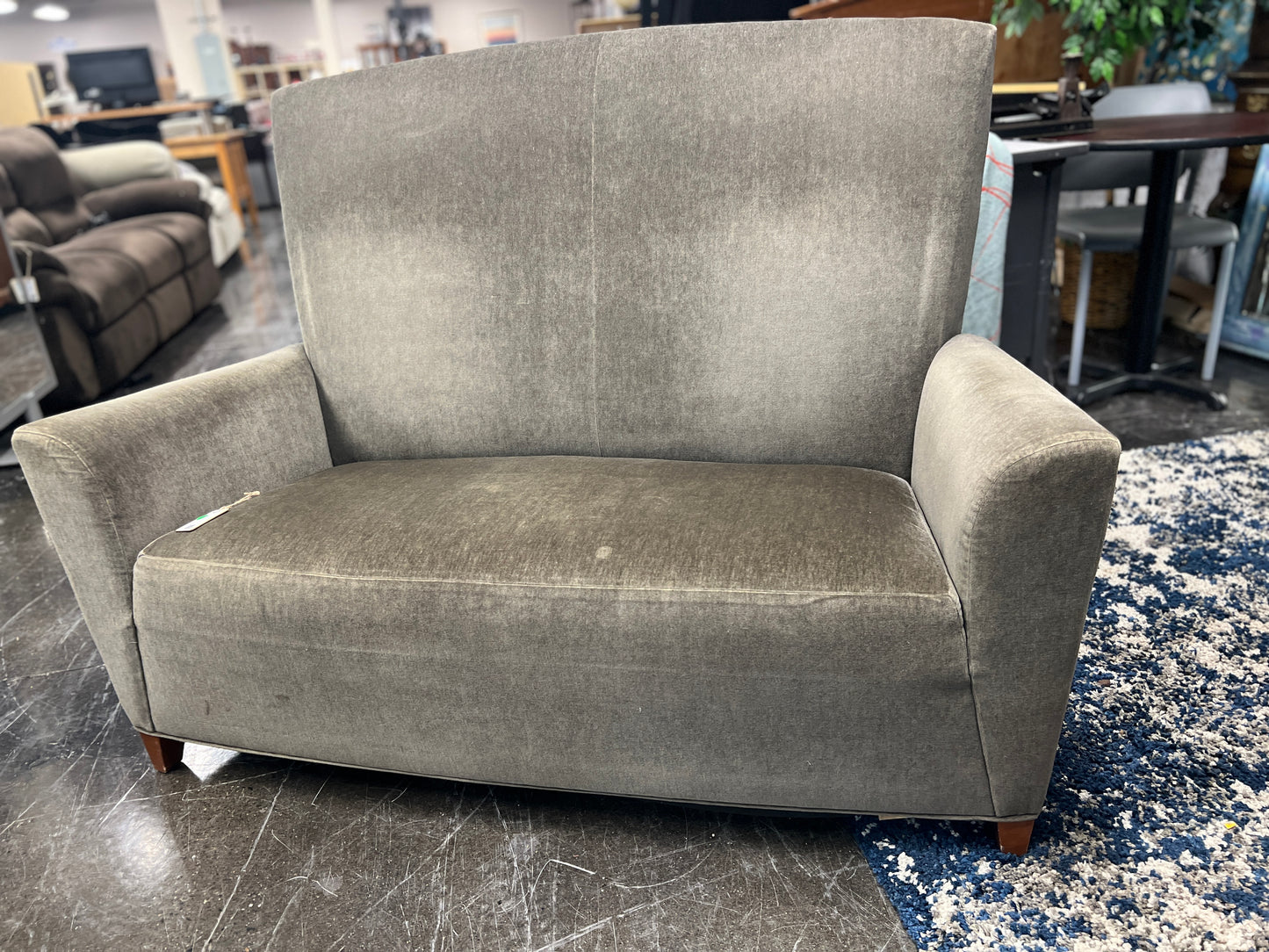 Sofa: Love Seat, Tall Backrest - Gray Velvet