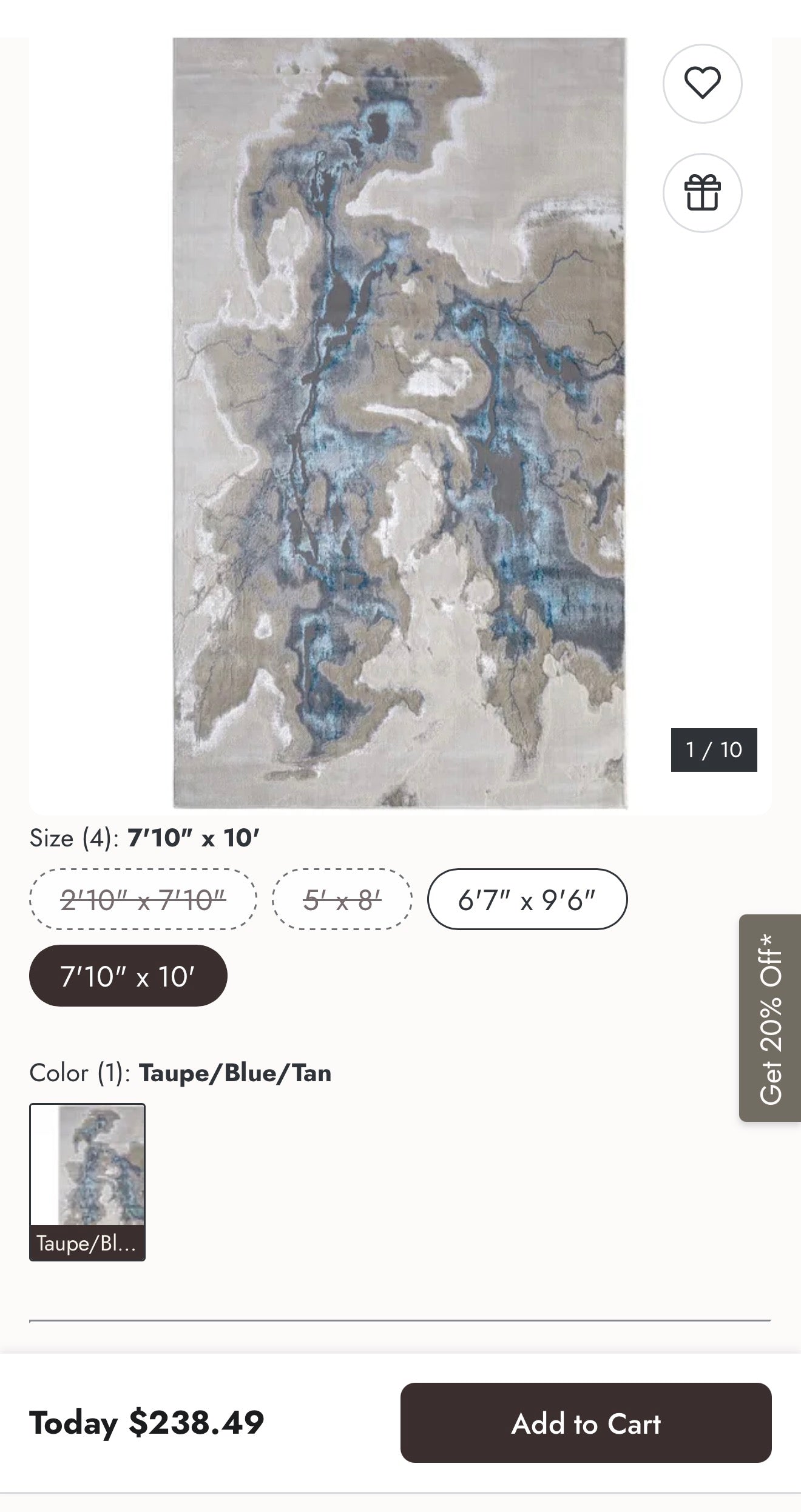 Feizy Jewel Modern Abstract, Taupe/Blue/Tan, 8 x 10 Area Rug