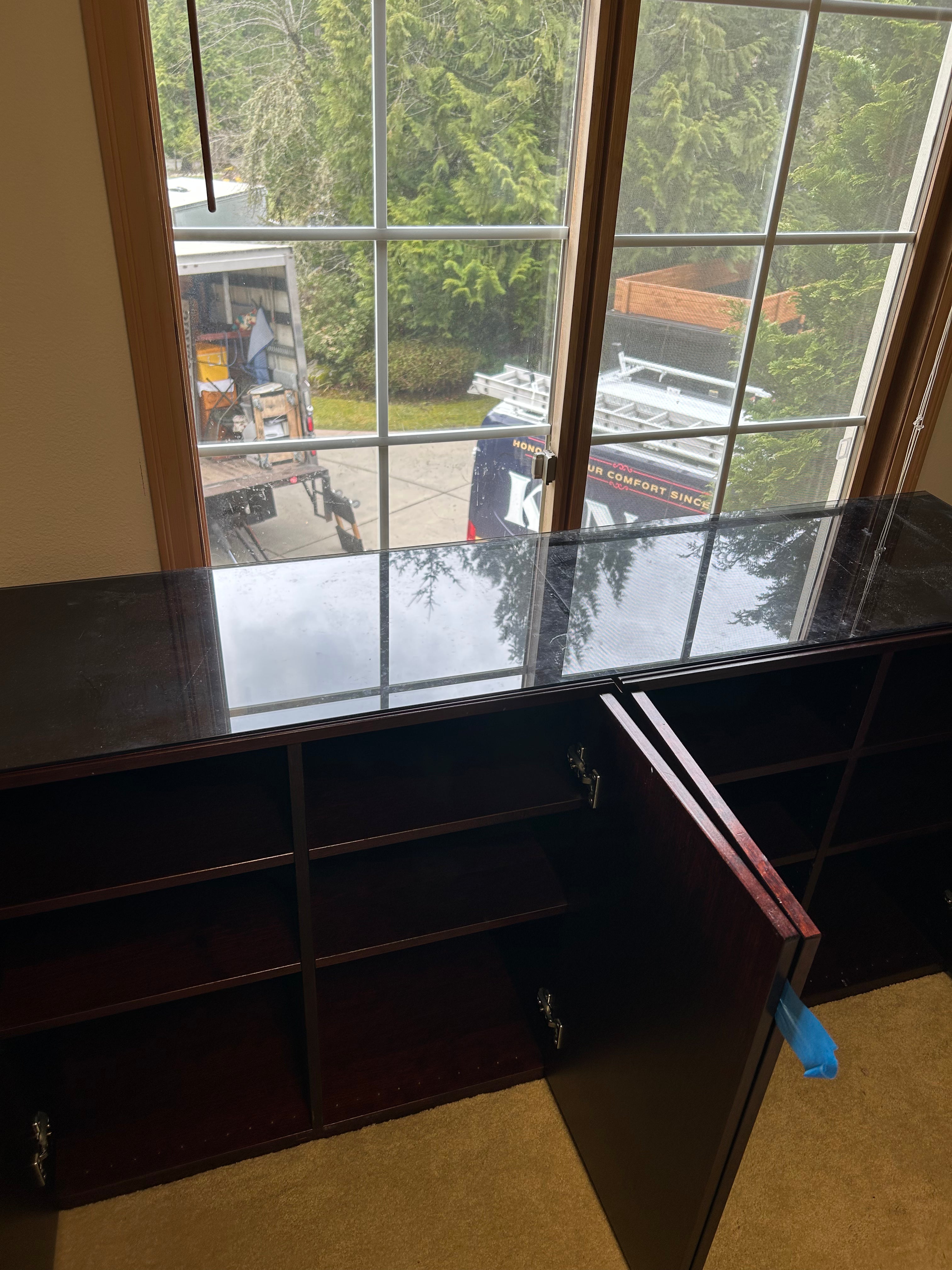 2 Cabinets 4 Drawer w/ Glass Top