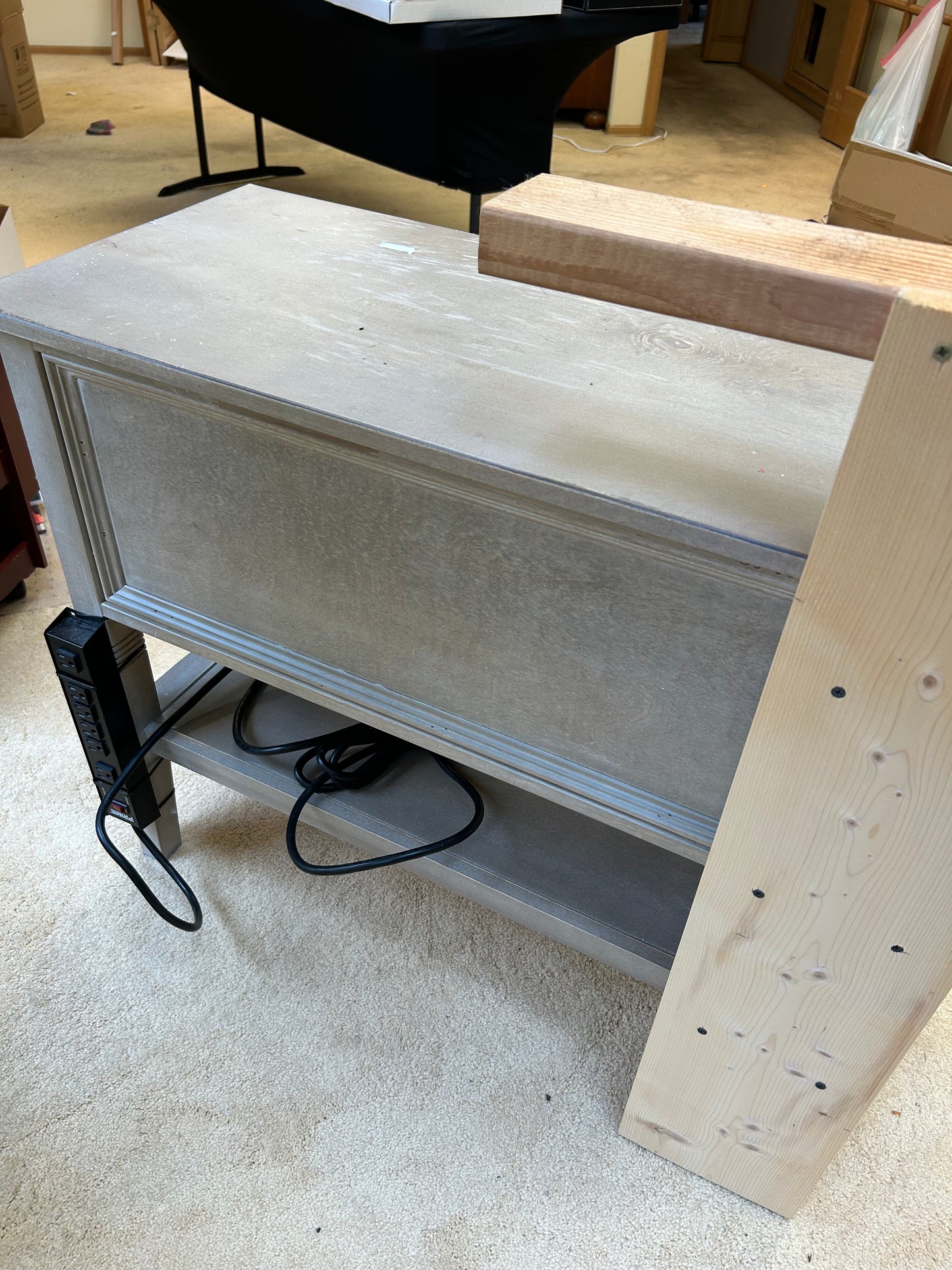 2 Drawer Wooden Nightstand W/ Power Strip