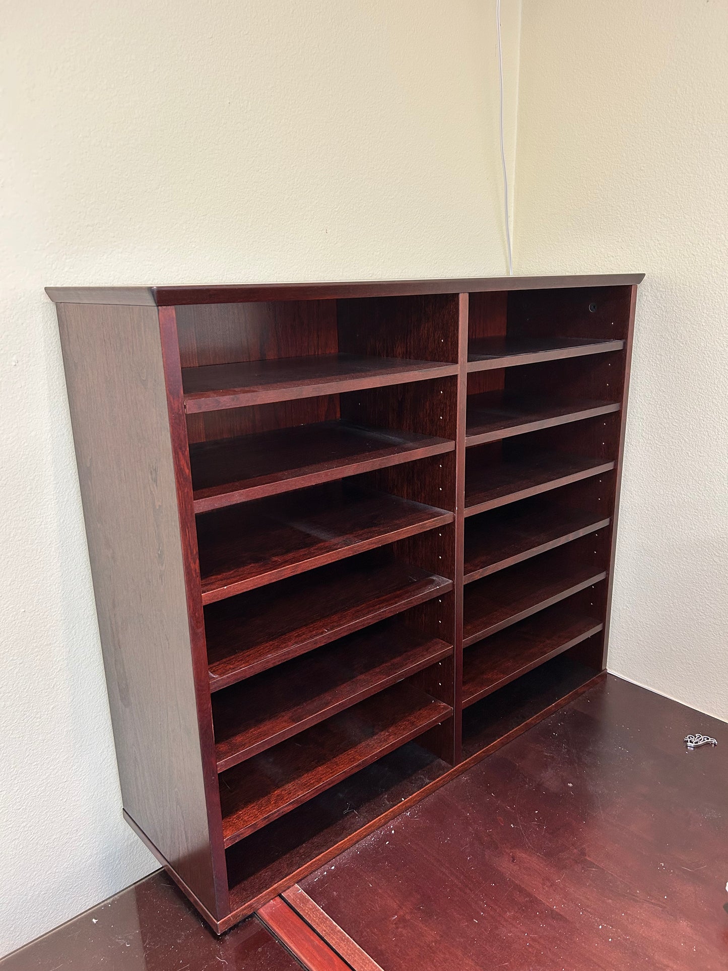14 Shelf Cherry Wood Bookcase