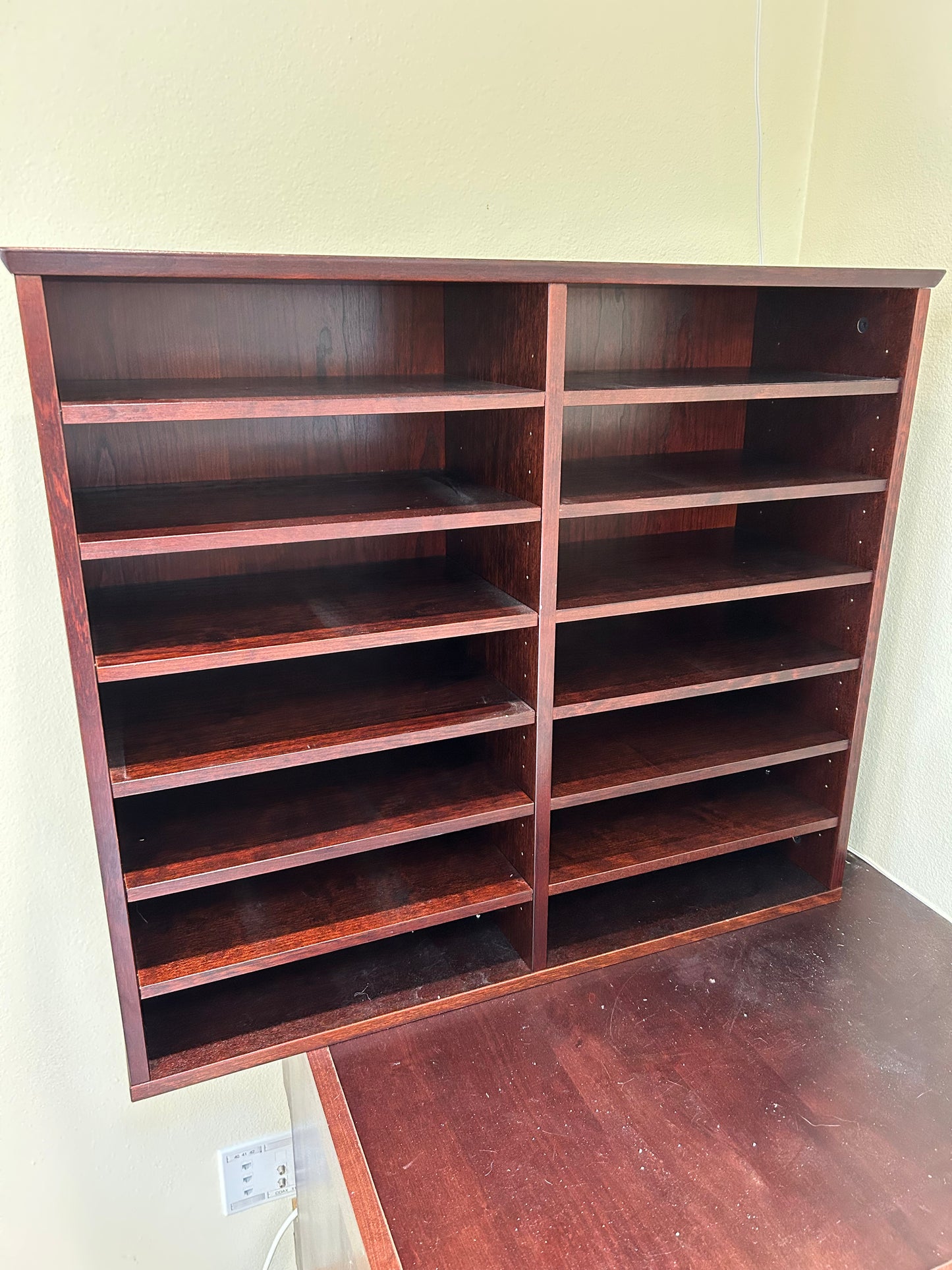 14 Shelf Cherry Wood Bookcase