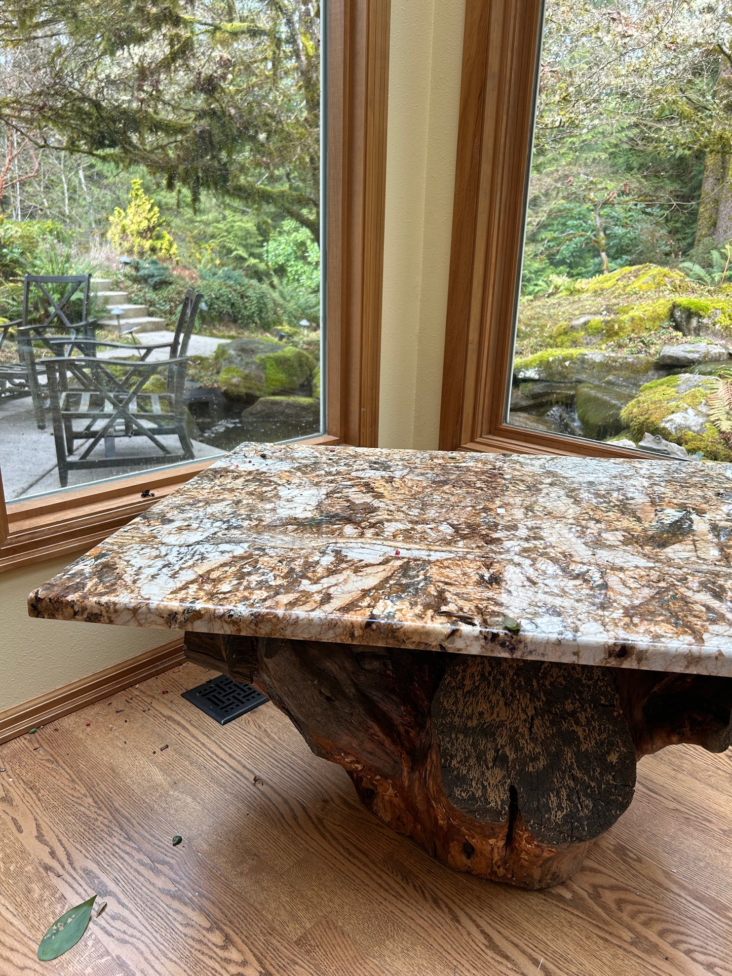 Tree Base Coffee Table w/ Granite Top