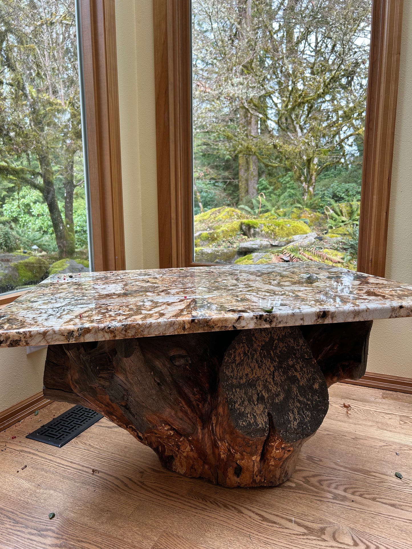 Tree Base Coffee Table w/ Granite Top