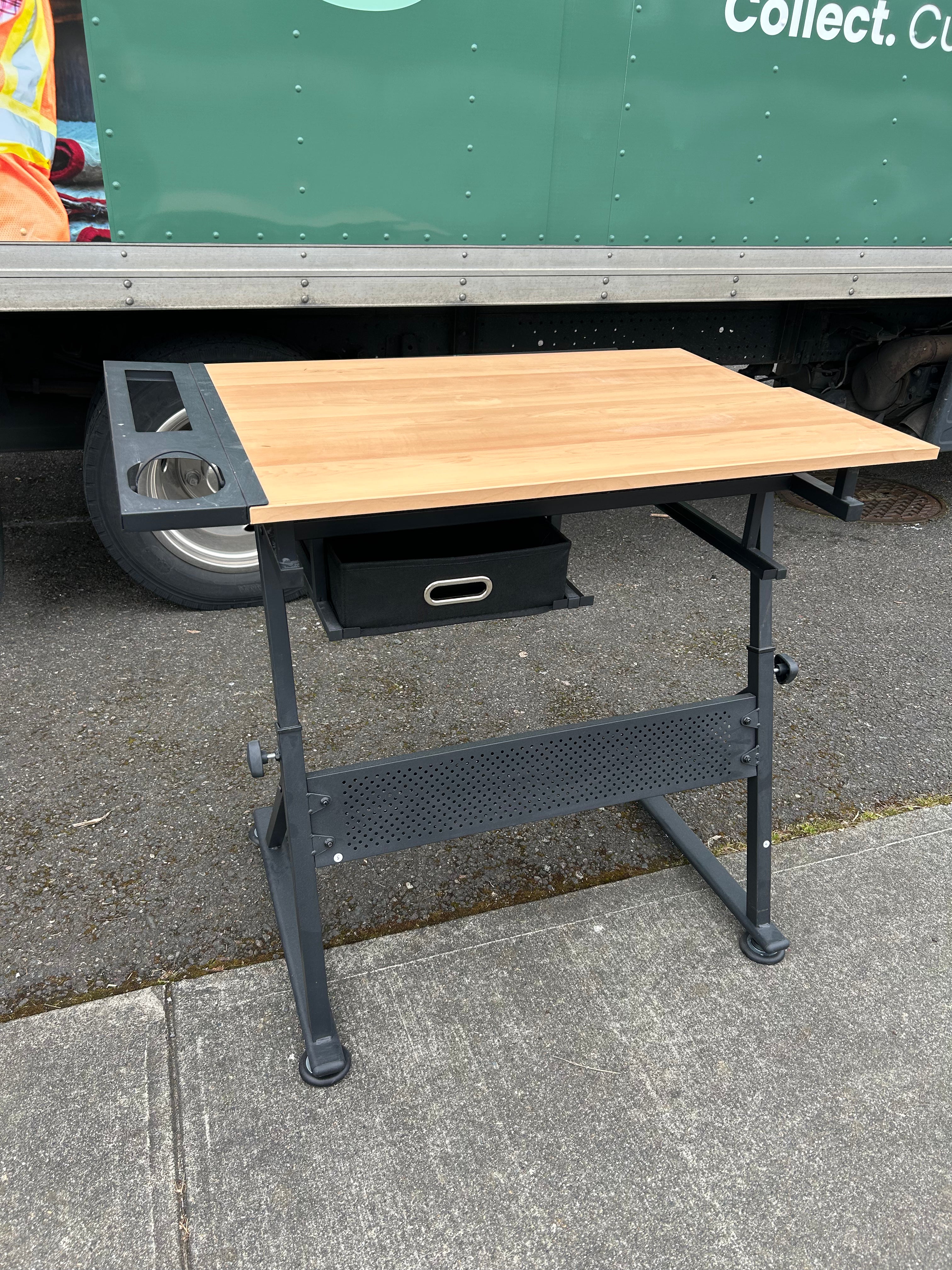 Wood and Metal Lift top Drafting Desk