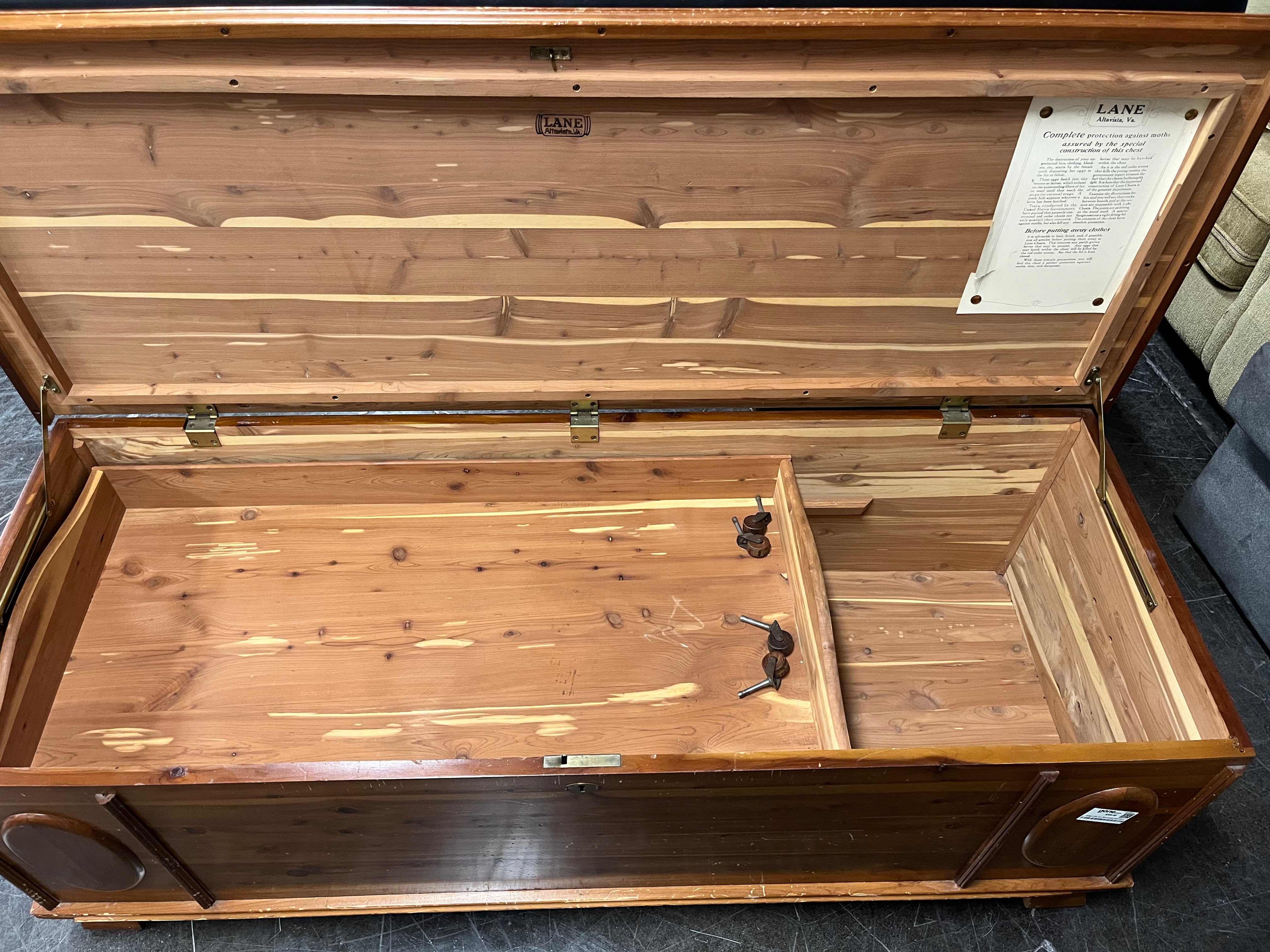 Vintage Lane Solid Cedar Wood Storage Chest with Black Upholstered Top