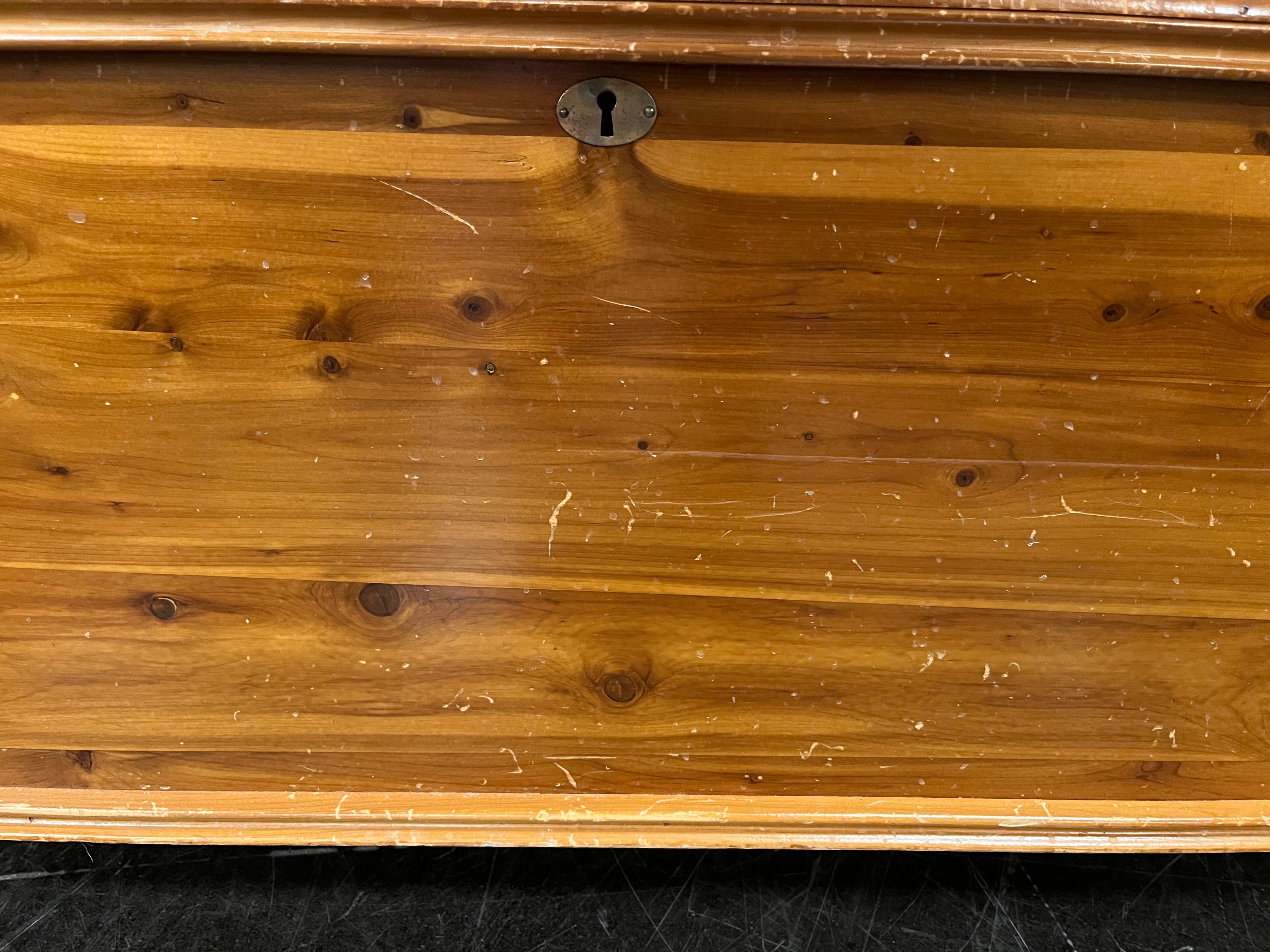 Vintage Lane Solid Cedar Wood Storage Chest with Black Upholstered Top