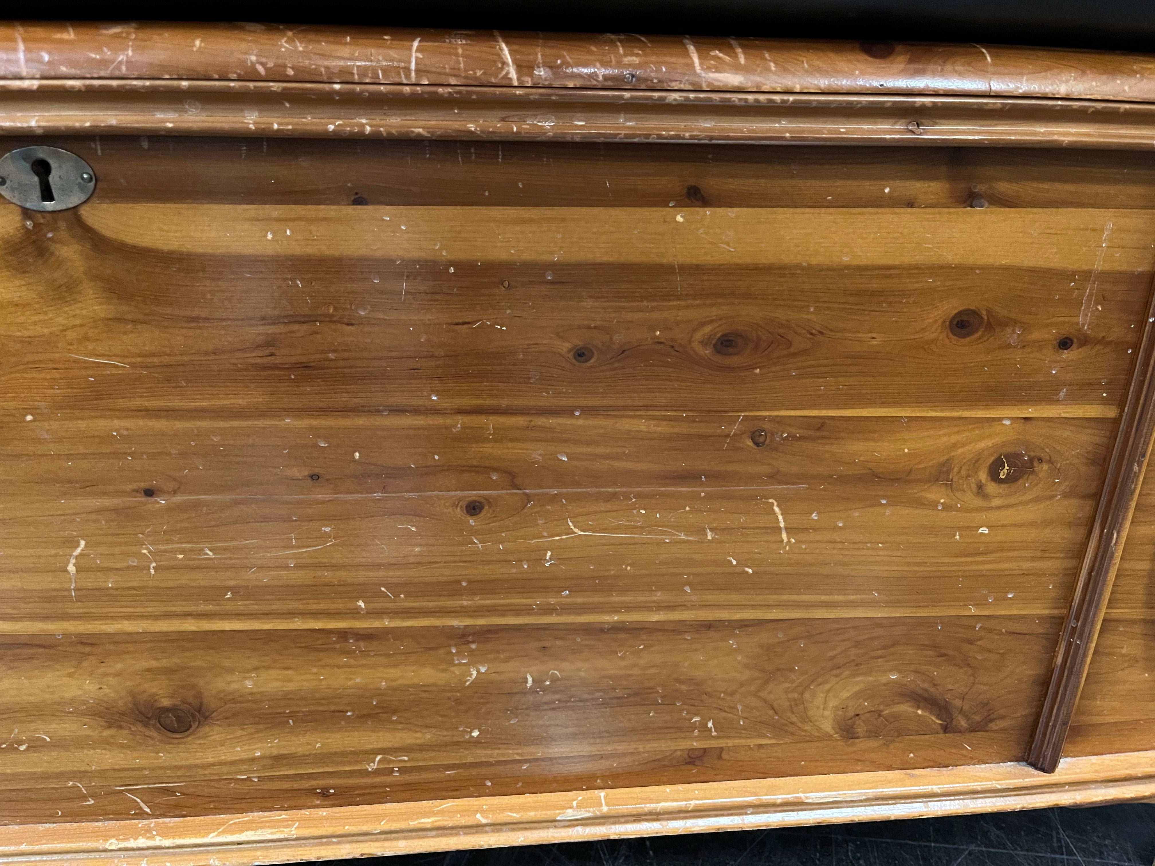 Vintage Lane Solid Cedar Wood Storage Chest with Black Upholstered Top