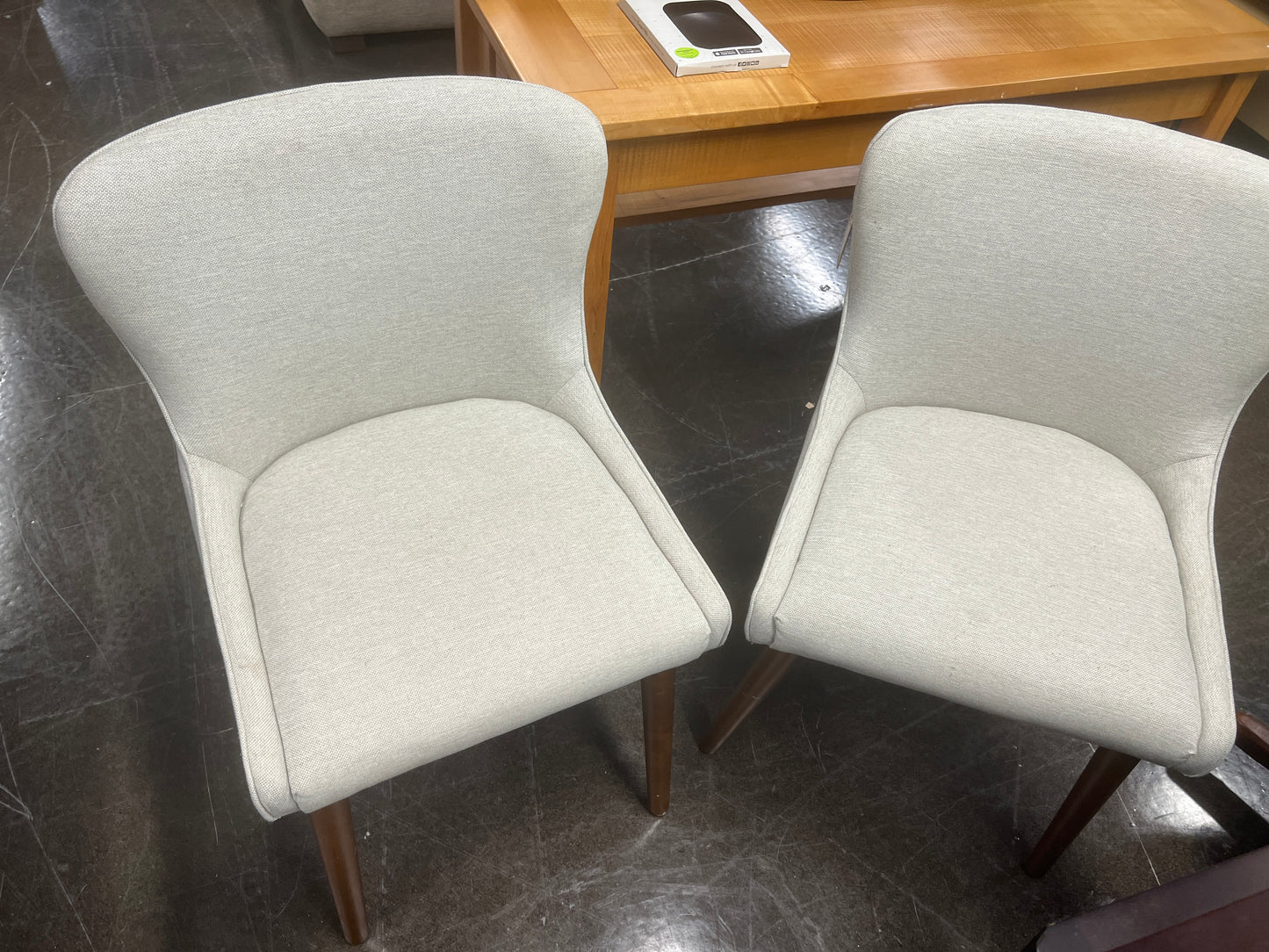 Elegant Beige Cloth Dining Chair from World Market Set of Two