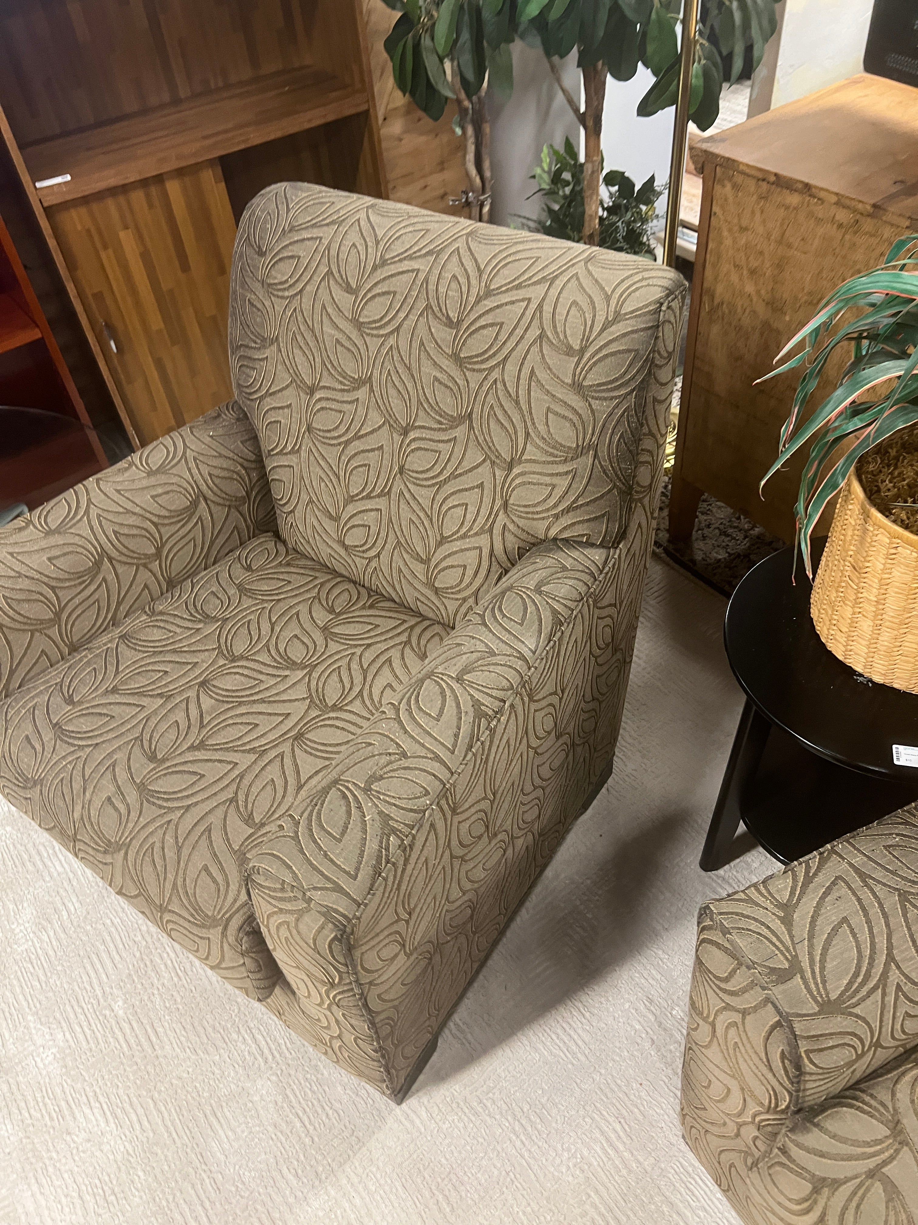 Set of Two Leaf Pattern Accent Chairs