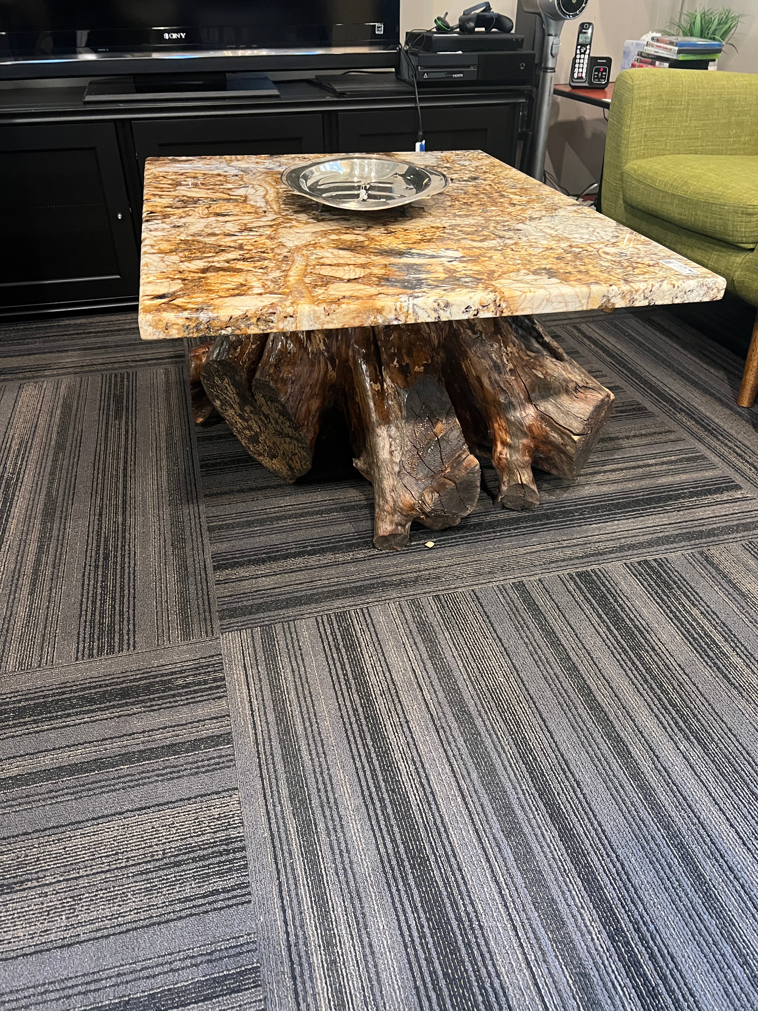 Tree Base Coffee Table w/ Granite Top