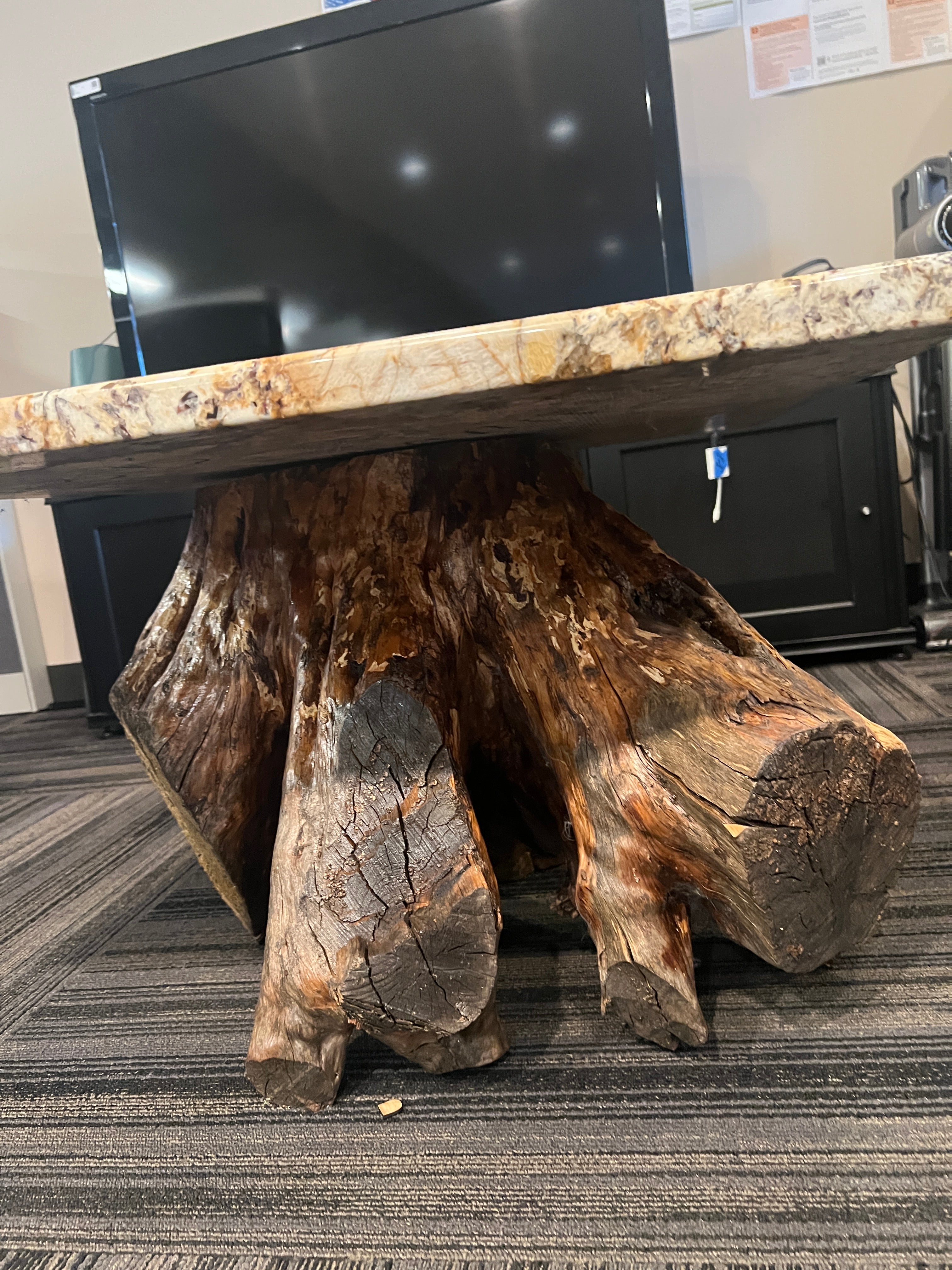 Tree Base Coffee Table w/ Granite Top