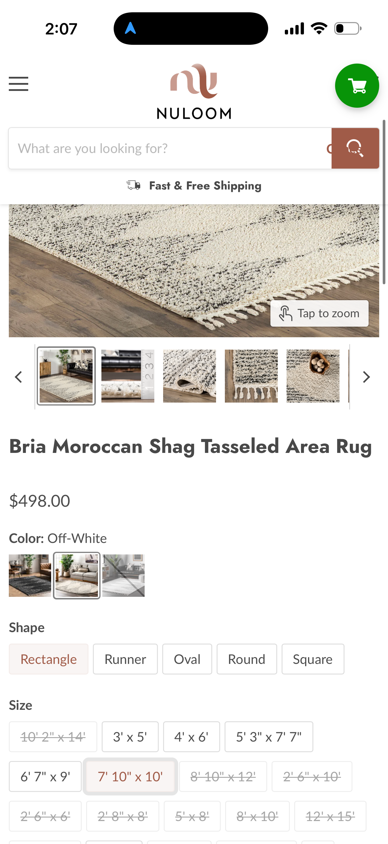 nuLOOM DIANA Sabryna Off White Shag Area Rug 7'10" x 10’
