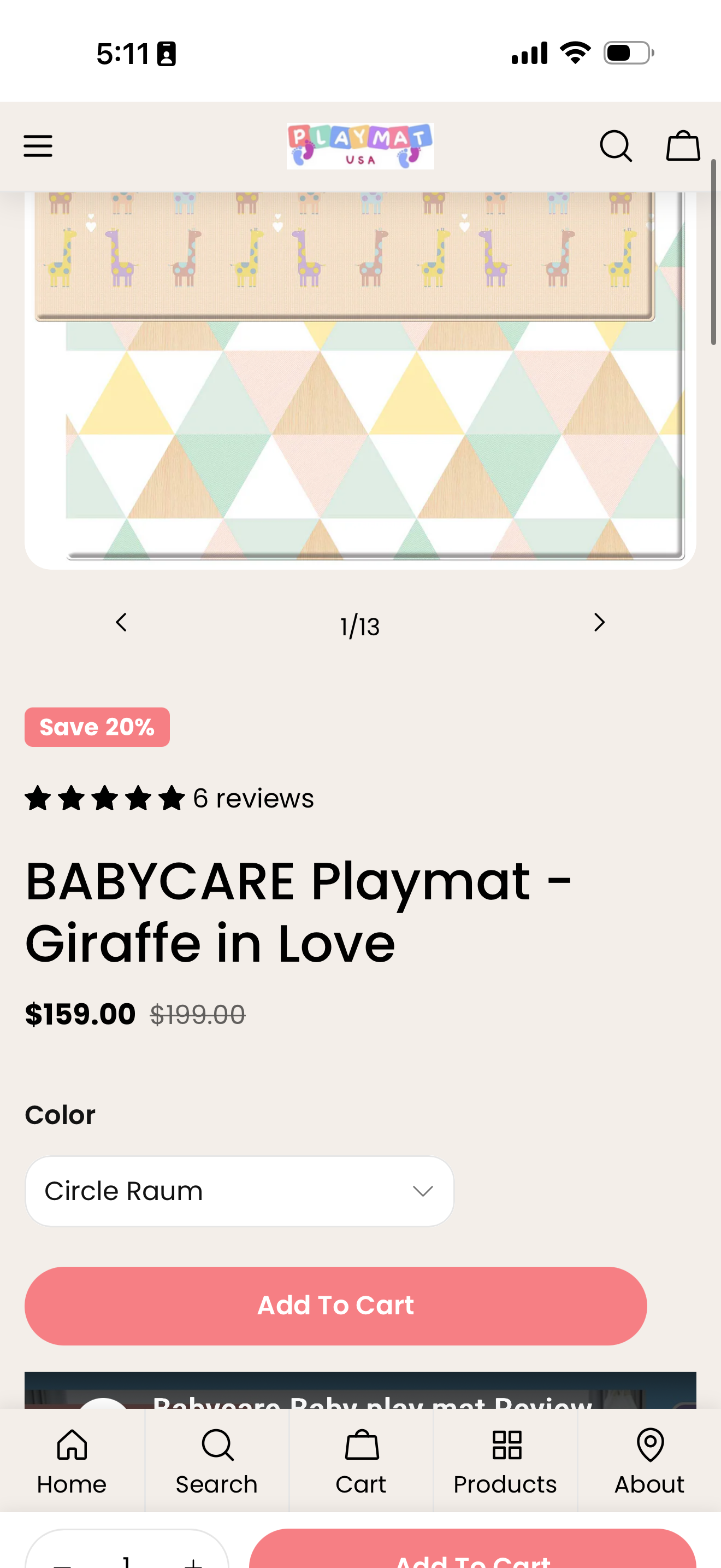 Beige Baby Care Play Mat | Giraffe in Love Design