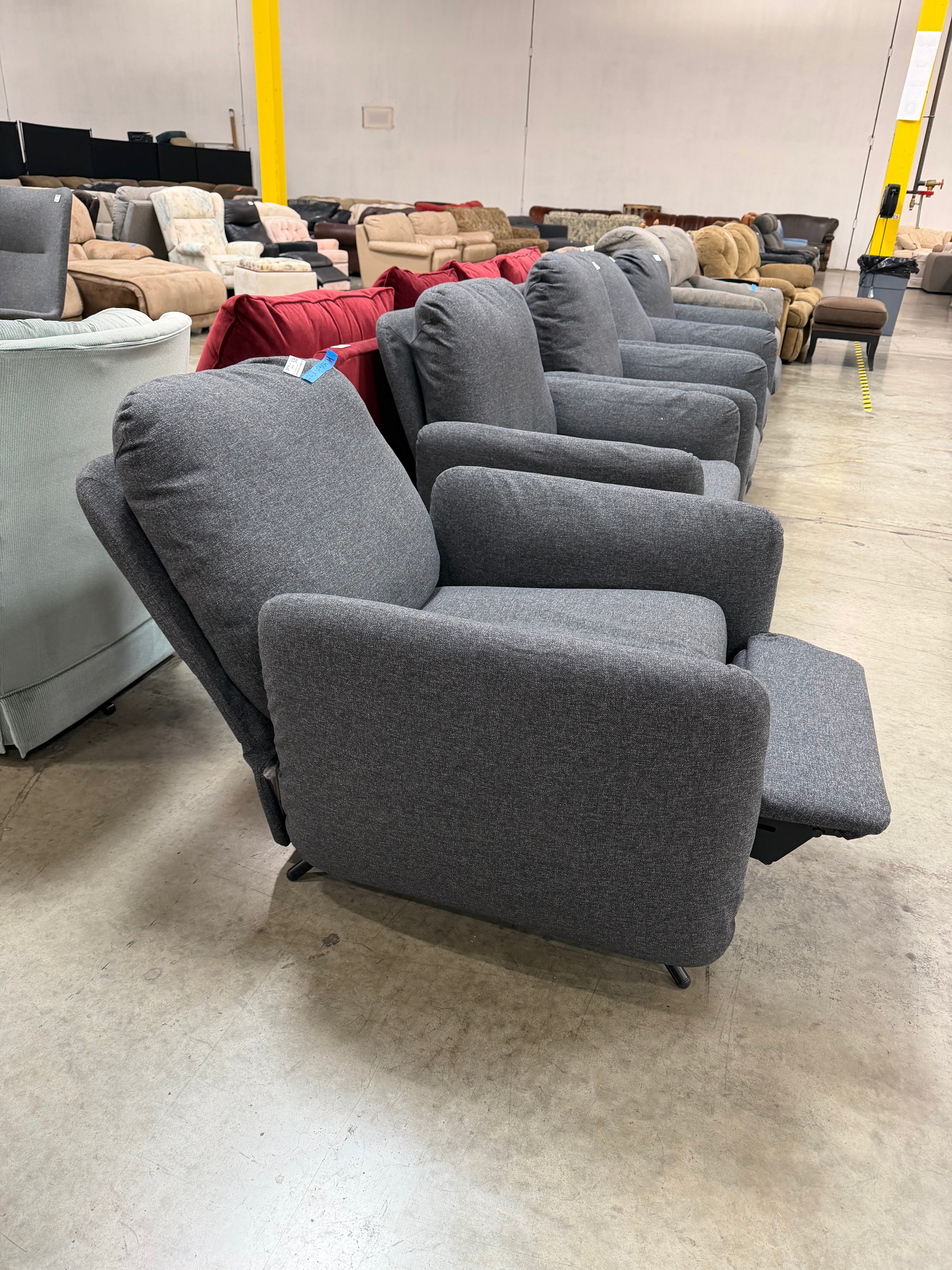 Ikea Grey Fabric Padded Arm Recliner