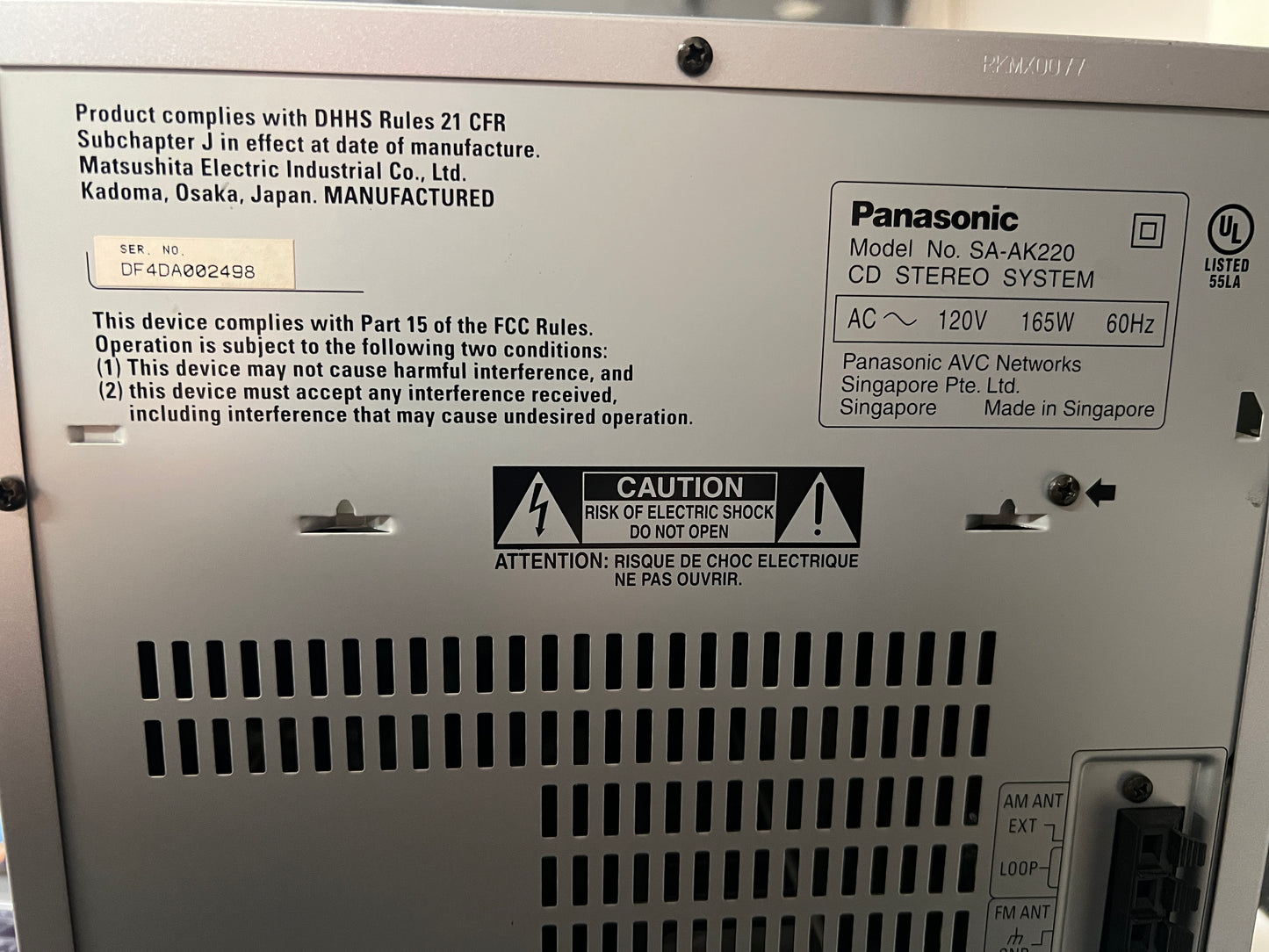 Panasonic 5-CD Changer SB-AK220 with Speakers