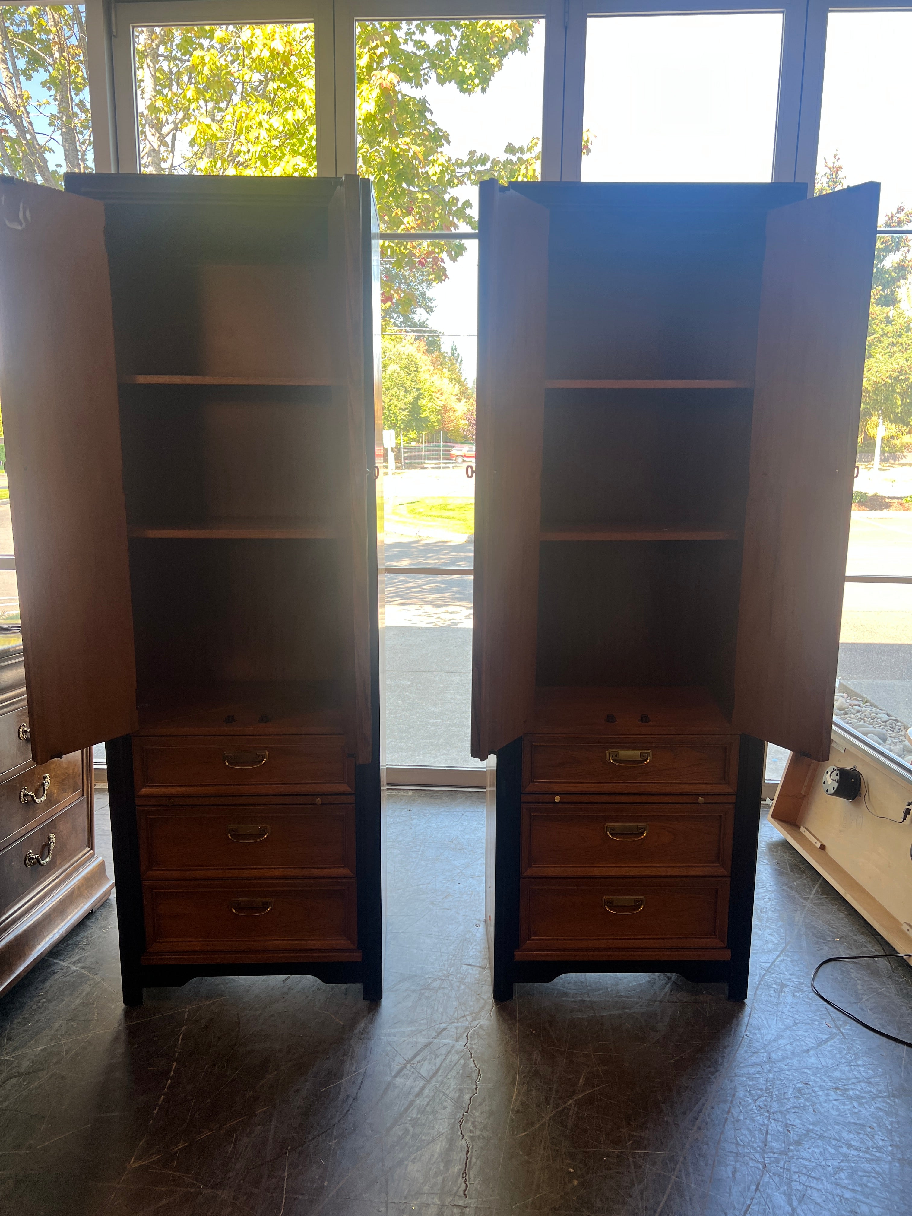 Thomasville Modern Mid Century Headboard with Armoire Set