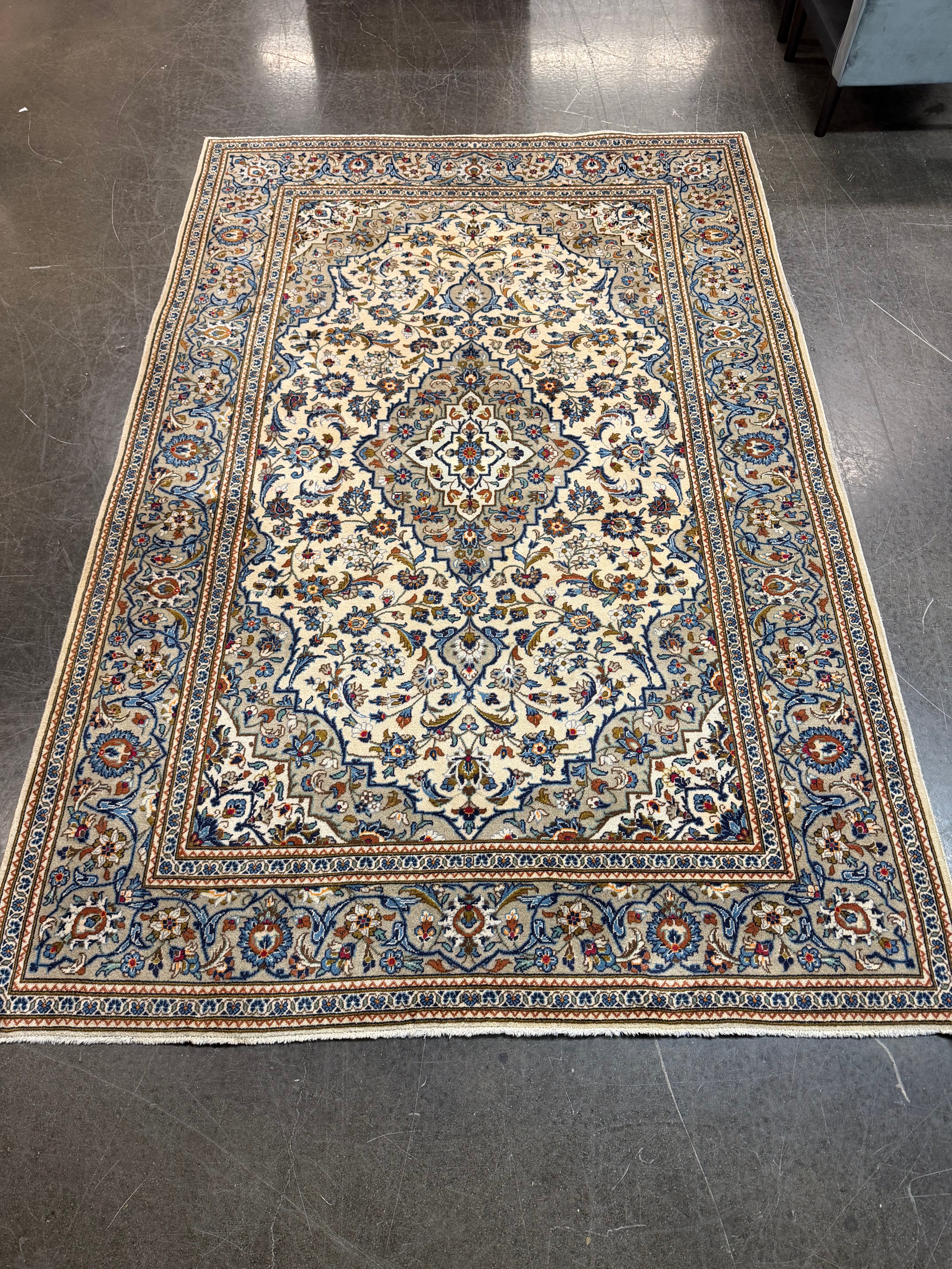 Hand-Knotted Persian Medallion Area Rug — 6'6" x 9'10"