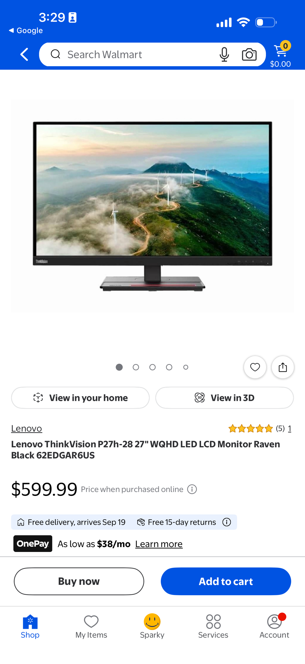 Lenovo ThinkVision Premium P27h-28 | 27" Quad HD Monitor with Full Adjustable Stand | New at $600