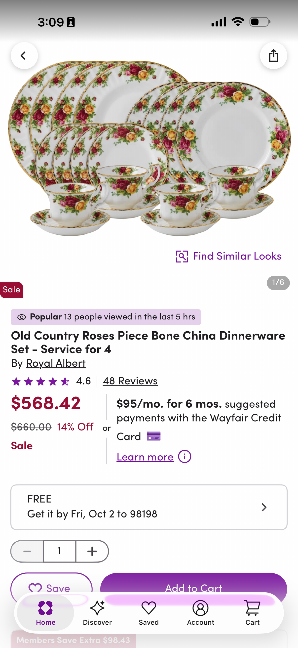 Vintage Royal Albert Old Country Roses Bone China 8-Person Dinnerware Set | 70 Pieces | Made in England